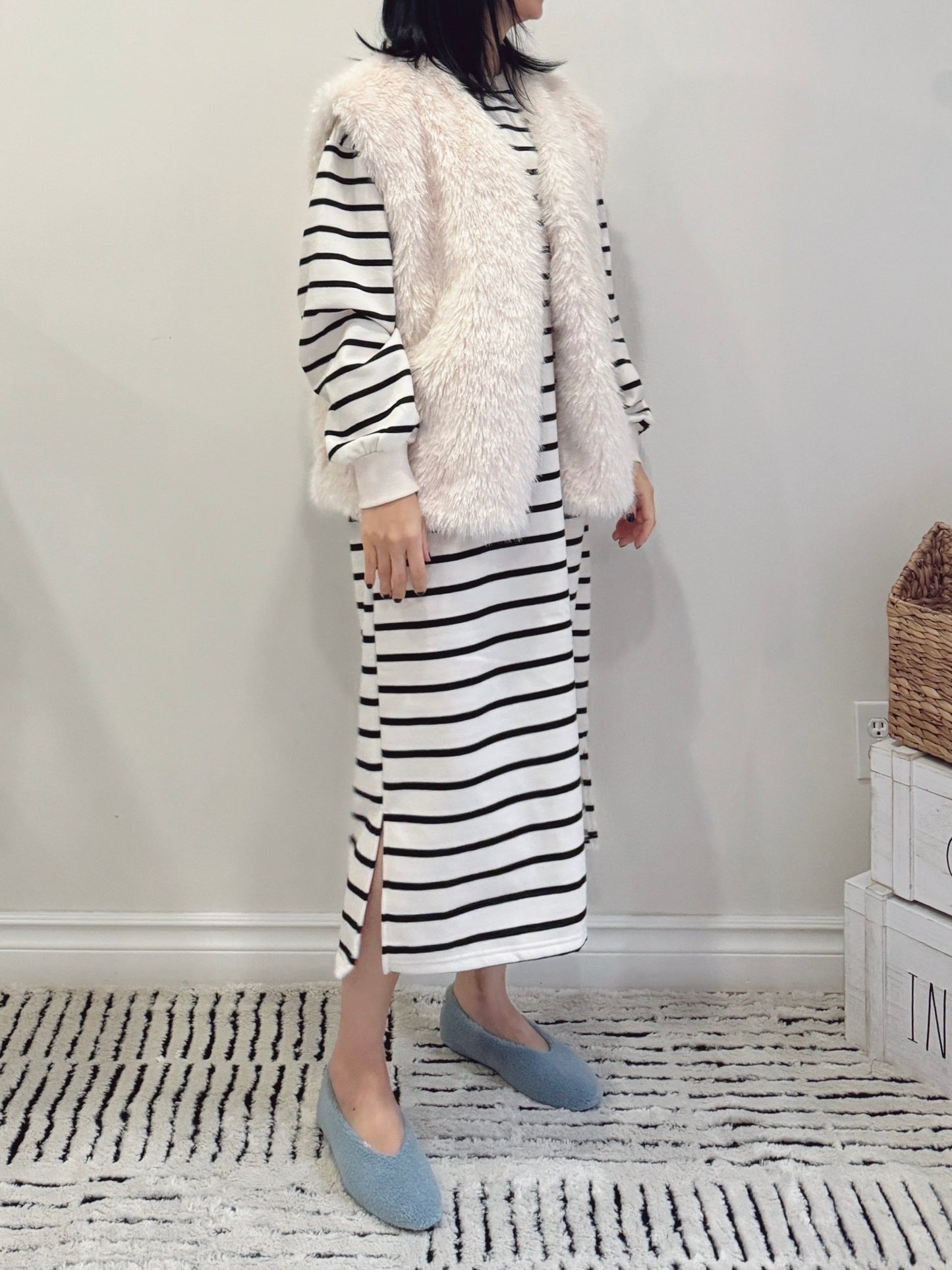 Moncher Fur Vest( ivory, beige)