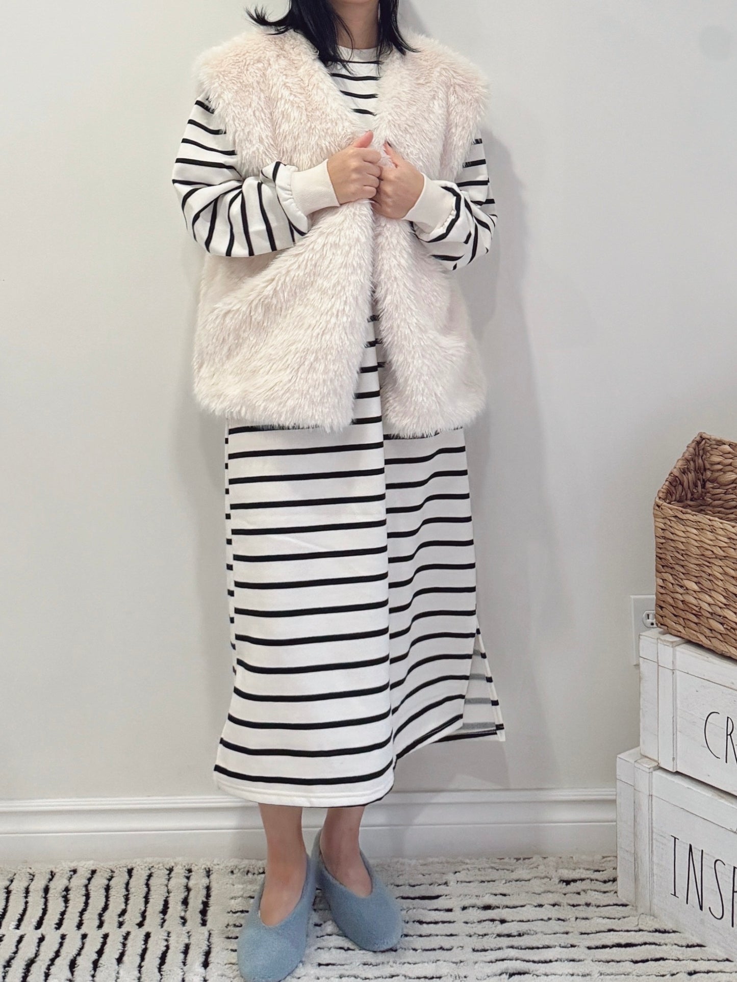 Moncher Fur Vest( ivory, beige)