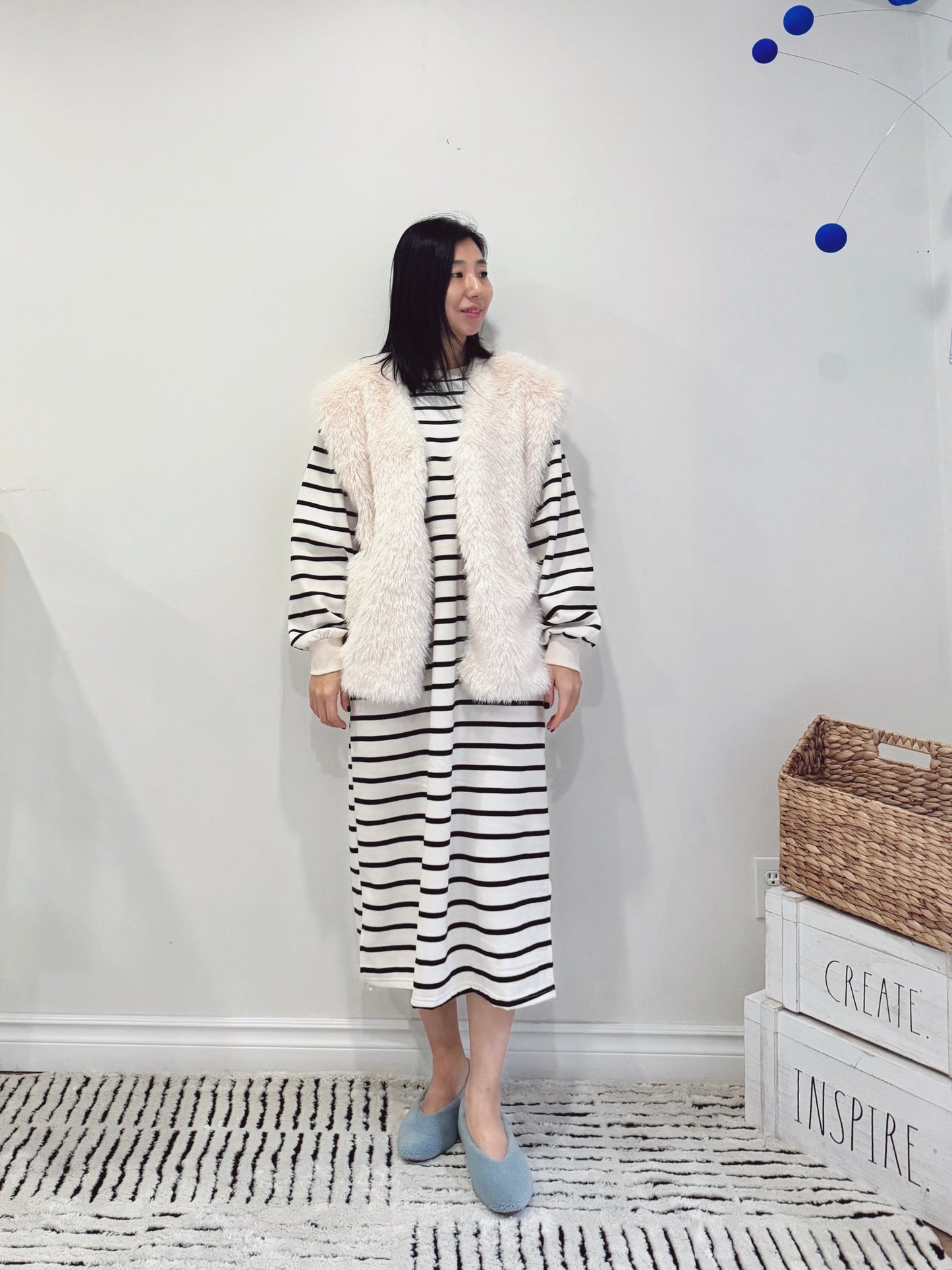 Moncher Fur Vest( ivory, beige)