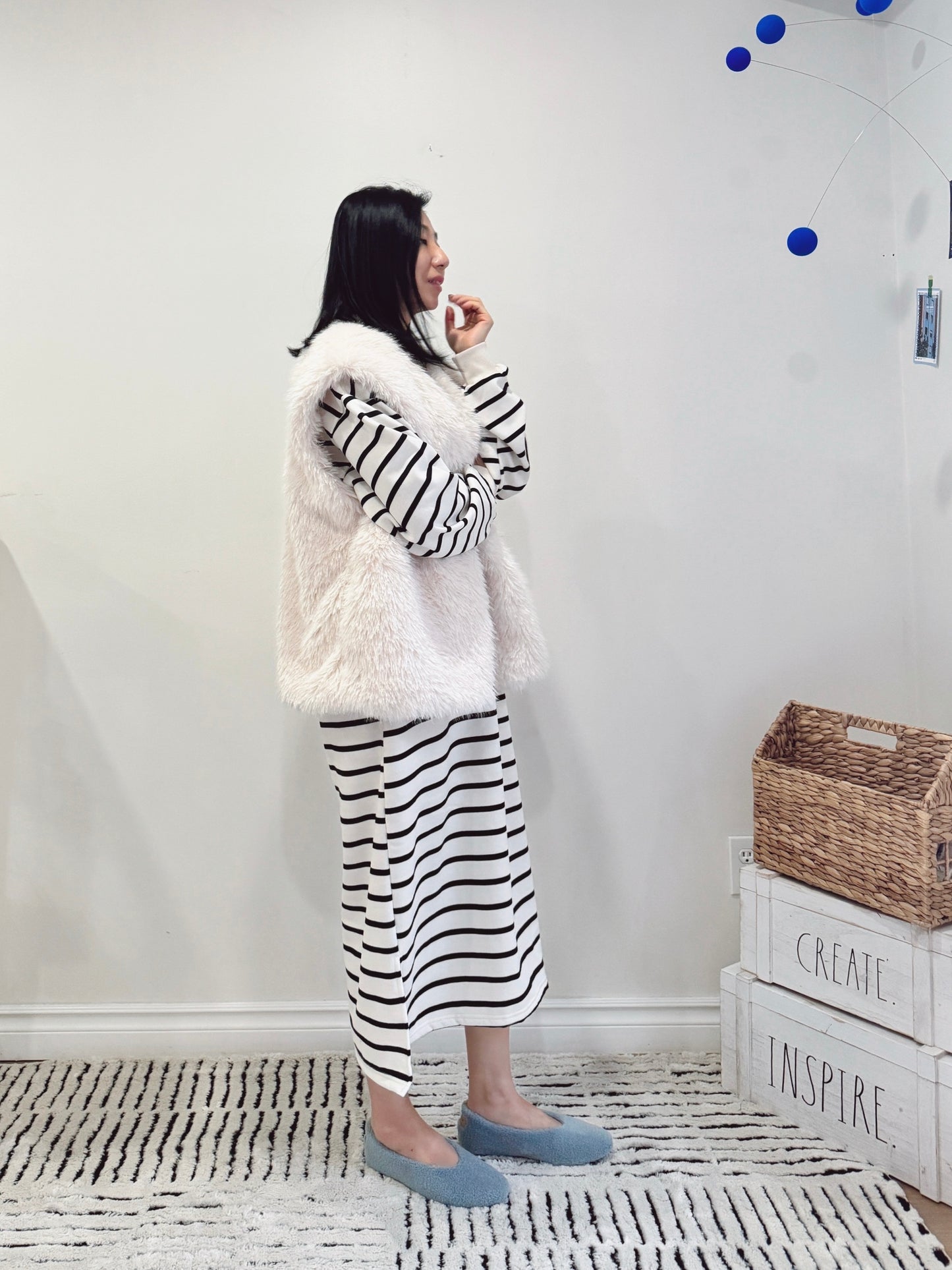 Moncher Fur Vest( ivory, beige)