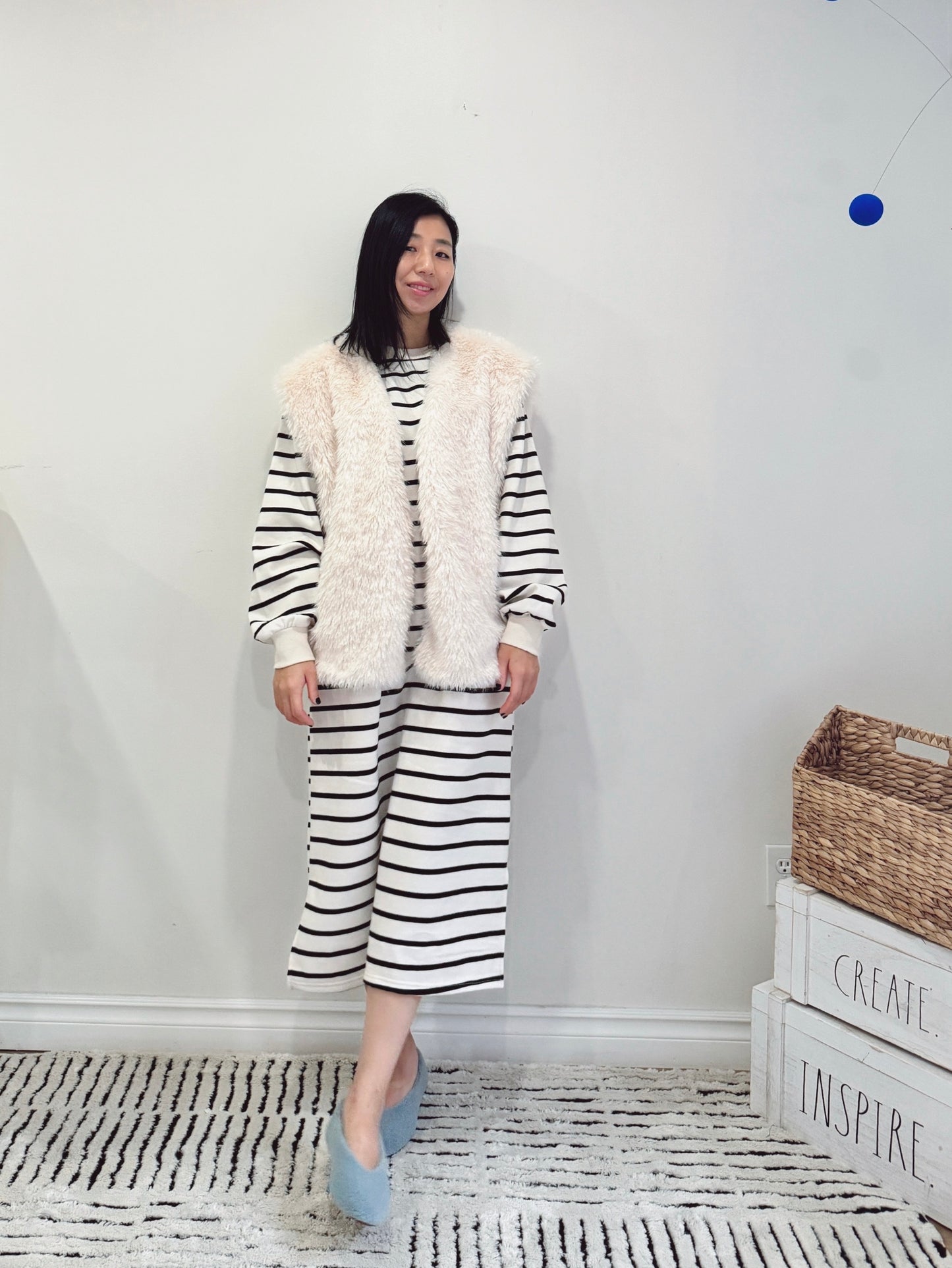 Moncher Fur Vest( ivory, beige)