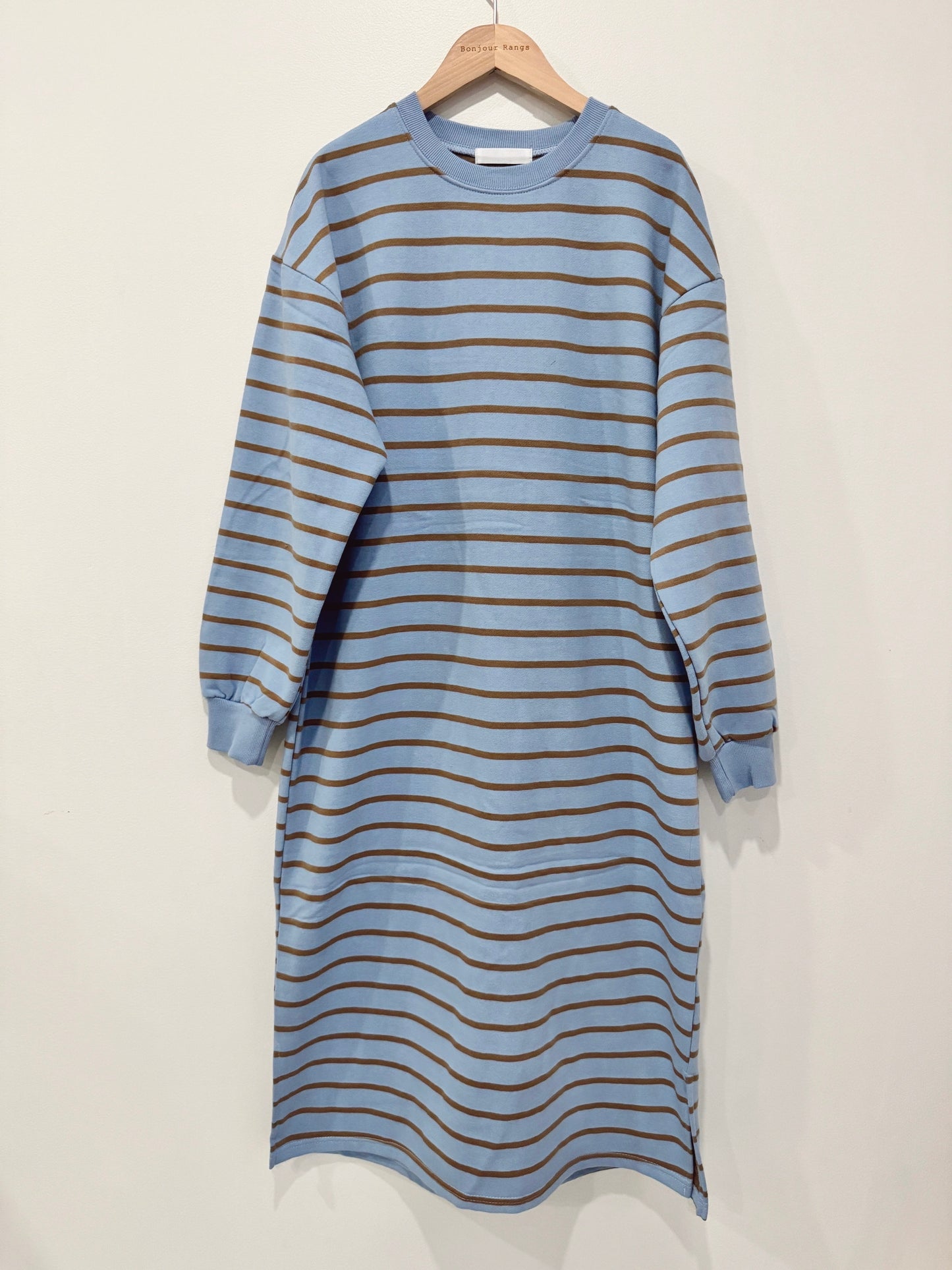 Striped long dress (ivory, blue)