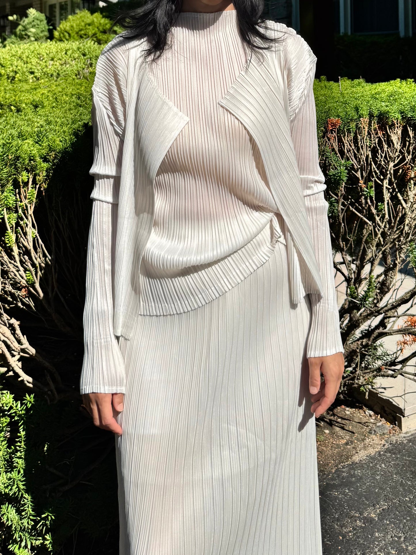 Pleated 3-Piece Set(brown,beige, ivory )