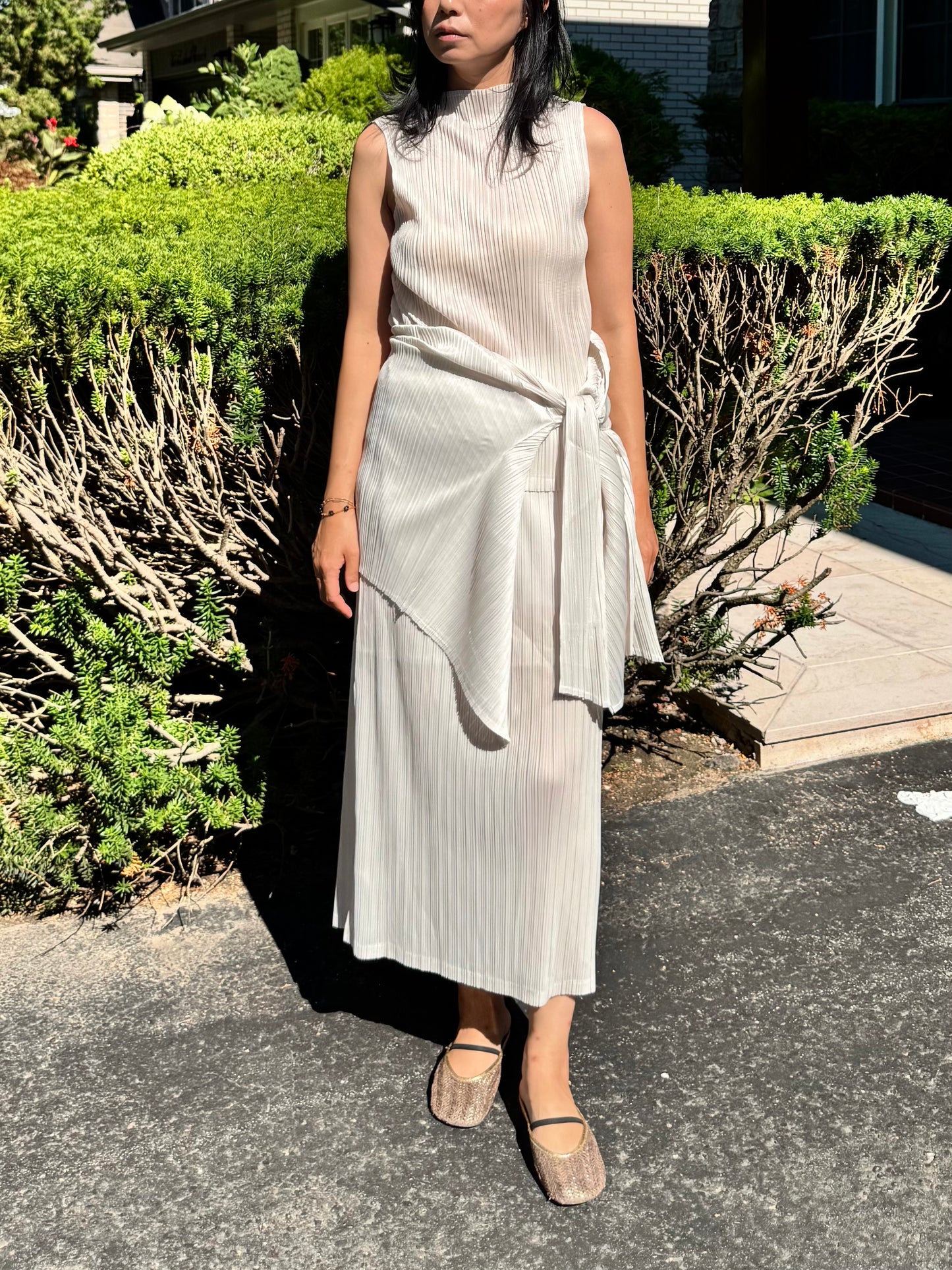 Pleated 3-Piece Set(brown,beige, ivory )