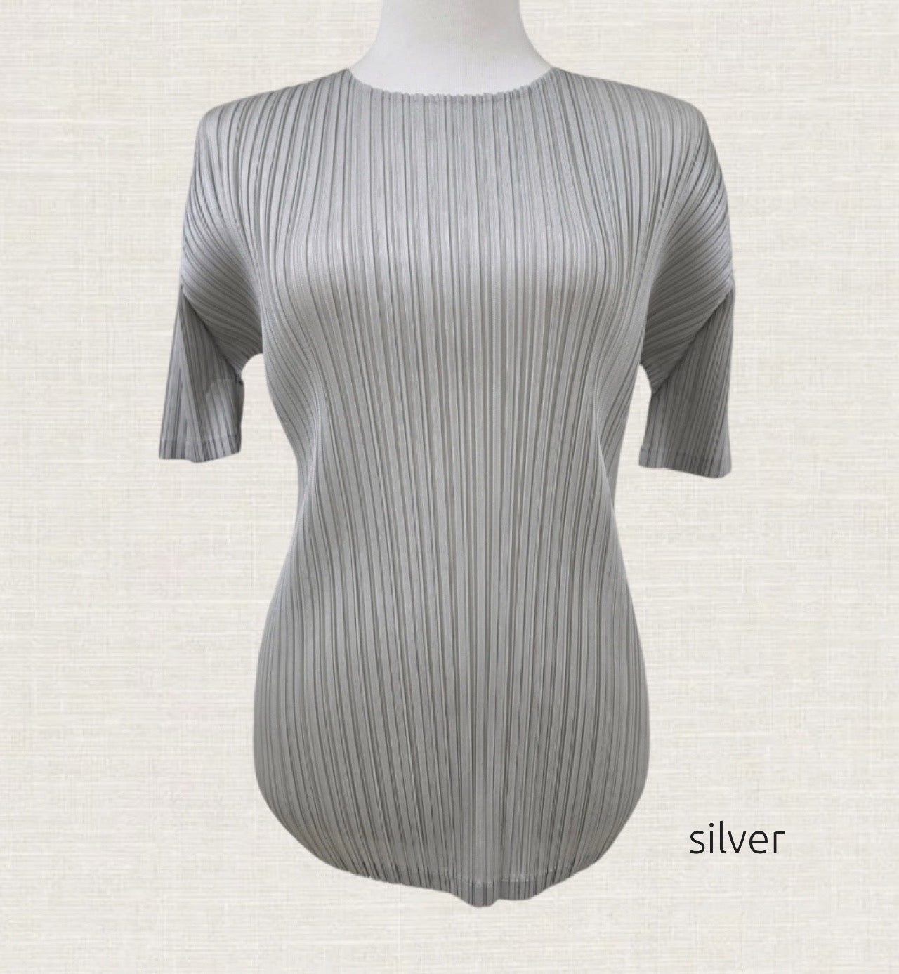 Pleats basic top (siver, navy, pink, gray khaki, ruby, white, black)