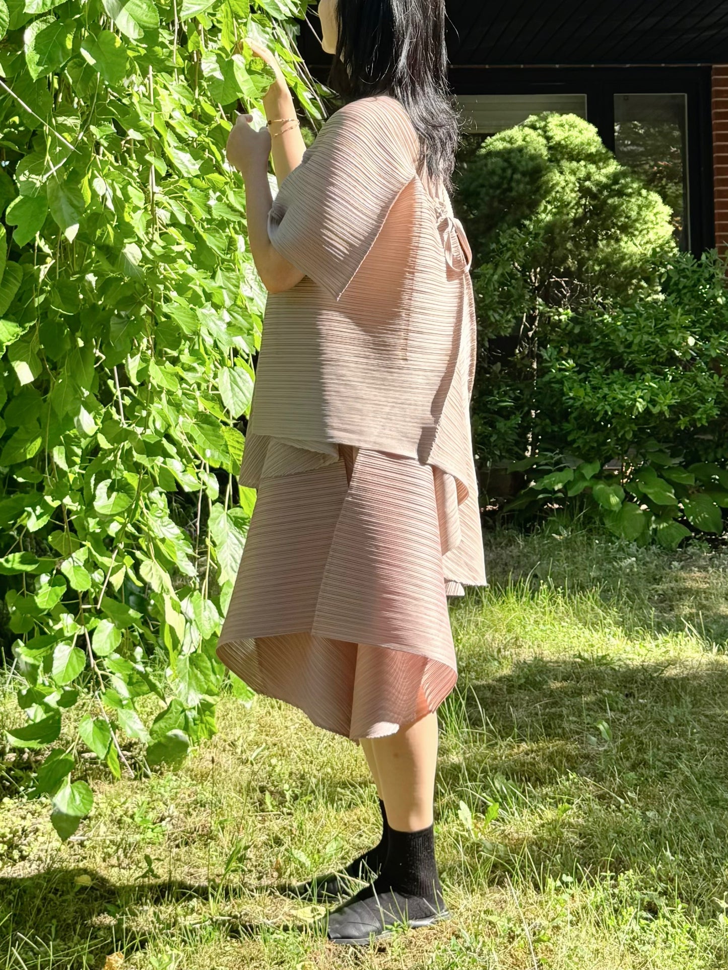 Pleated Draped Wide Pants( beige, brown)