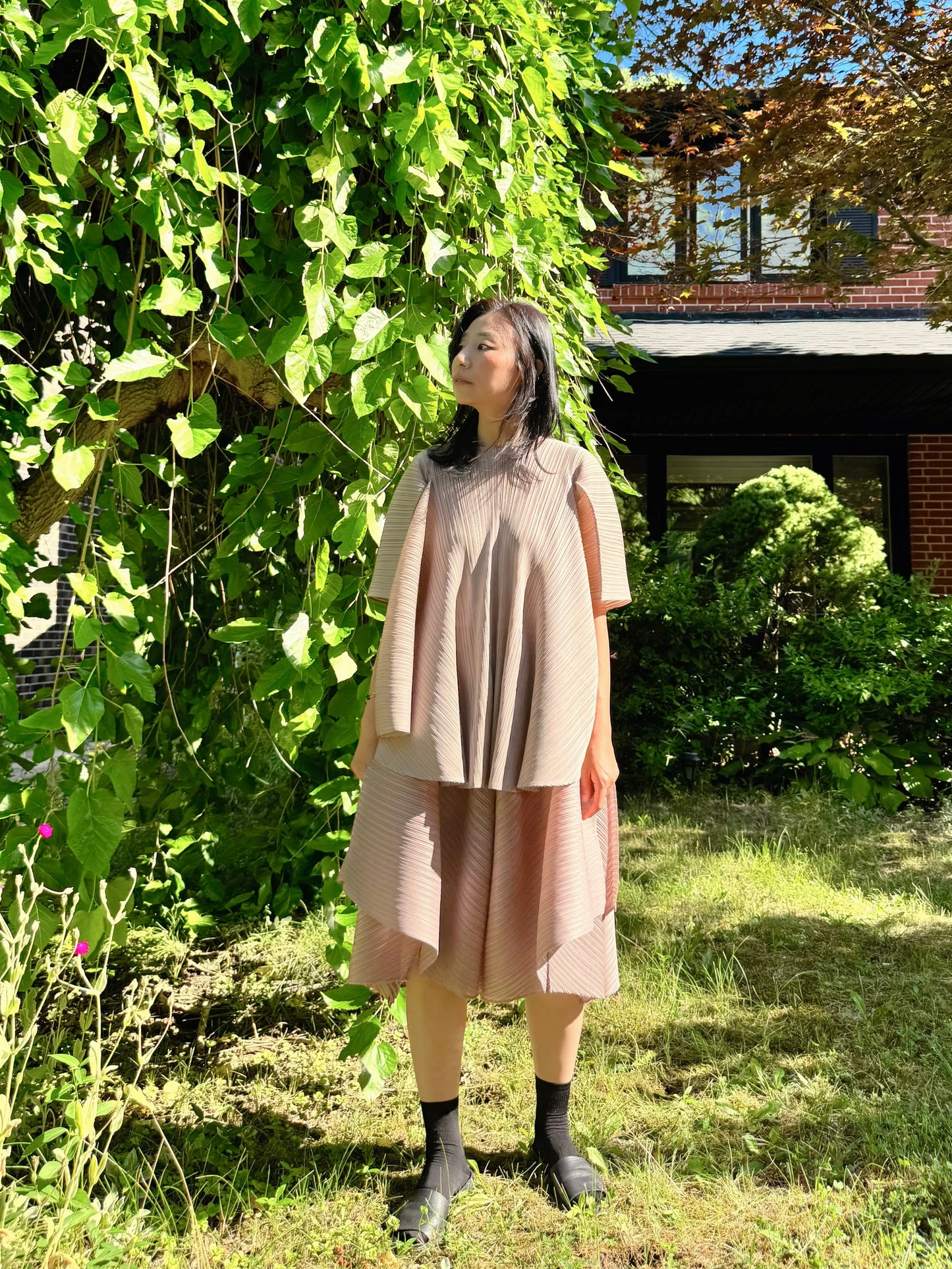 Pleated Draped Wide Pants( beige, brown)