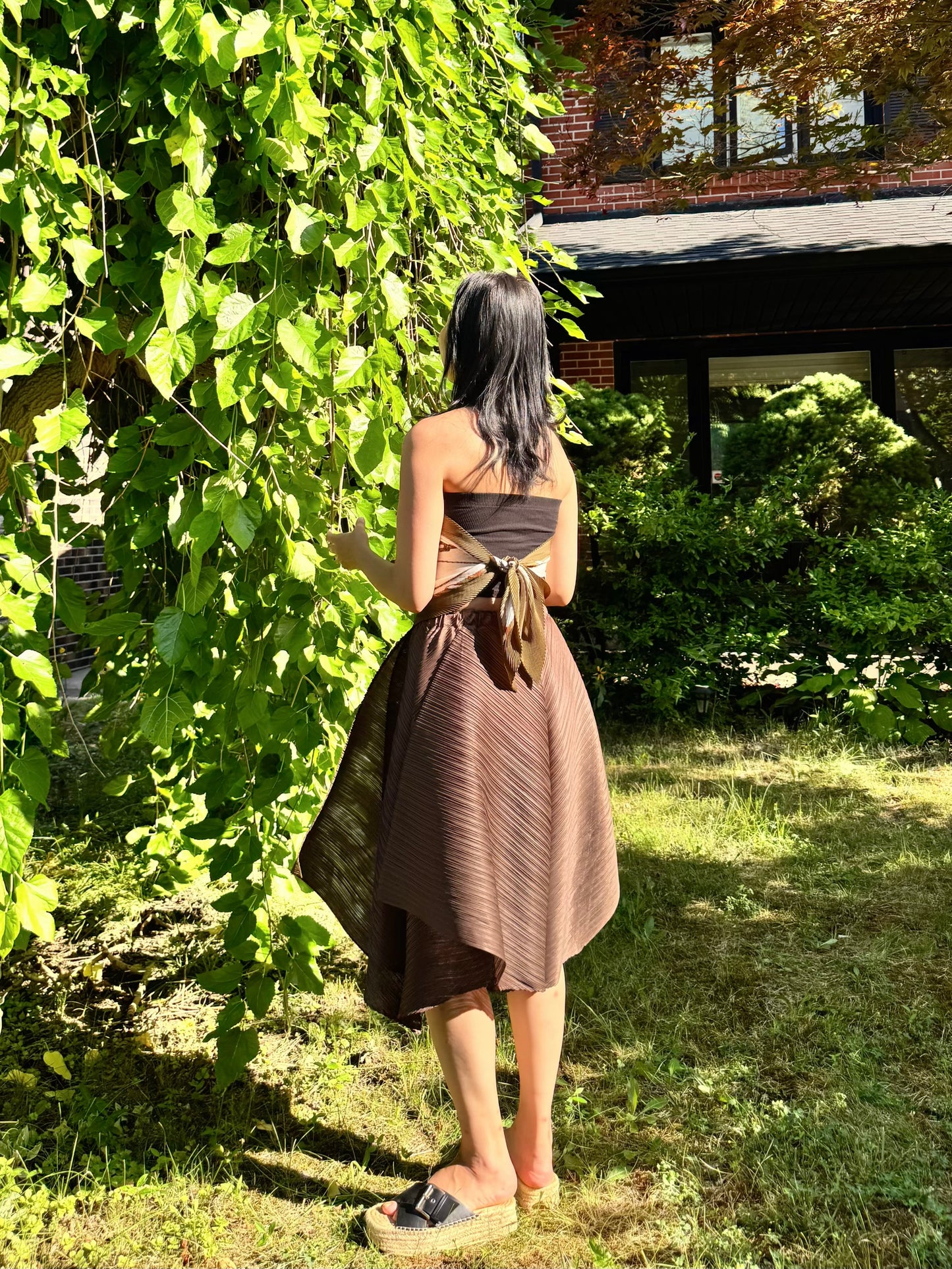 Pleated Draped Wide Pants( beige, brown)
