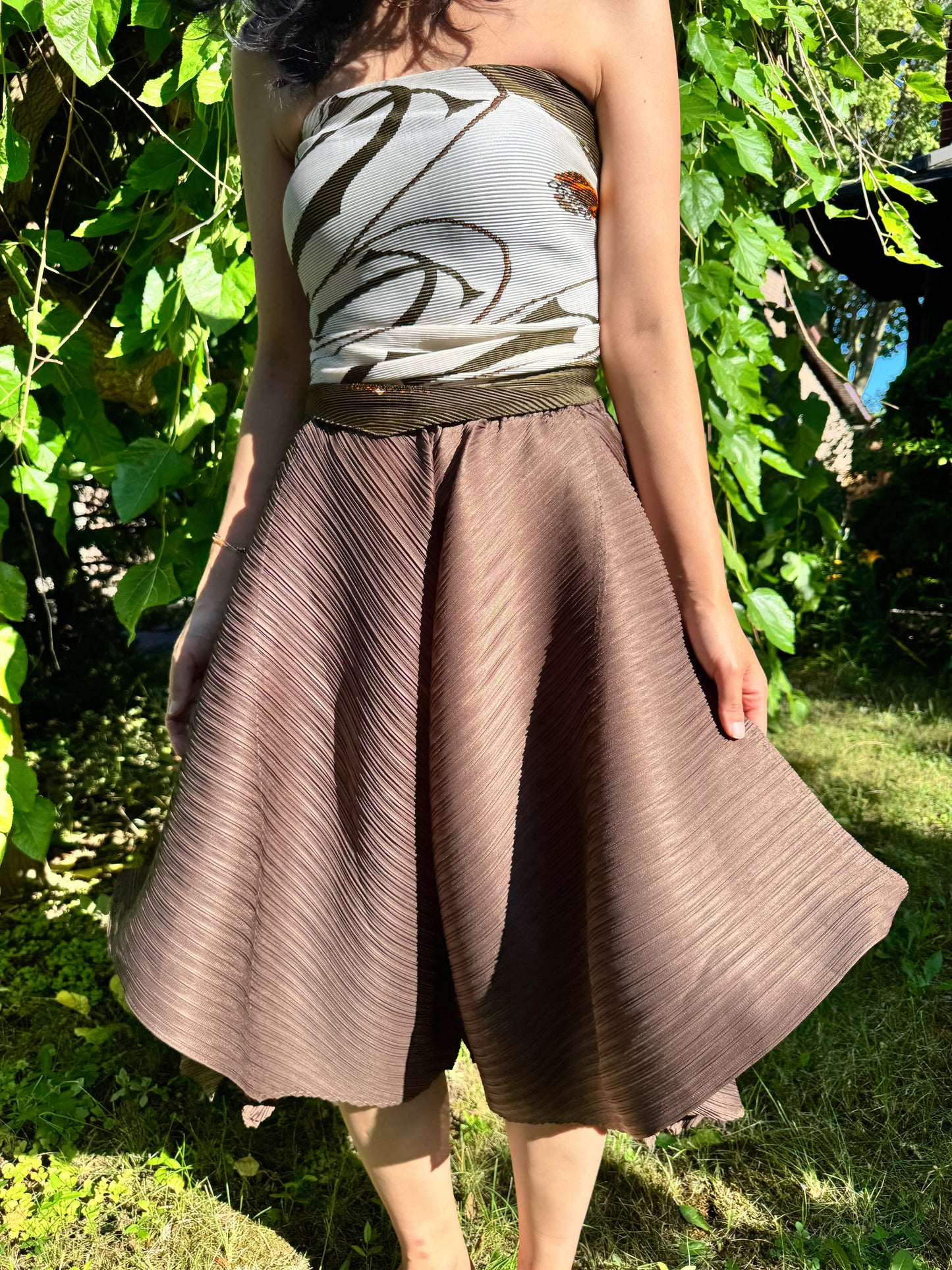 Pleated Draped Wide Pants( beige, brown)