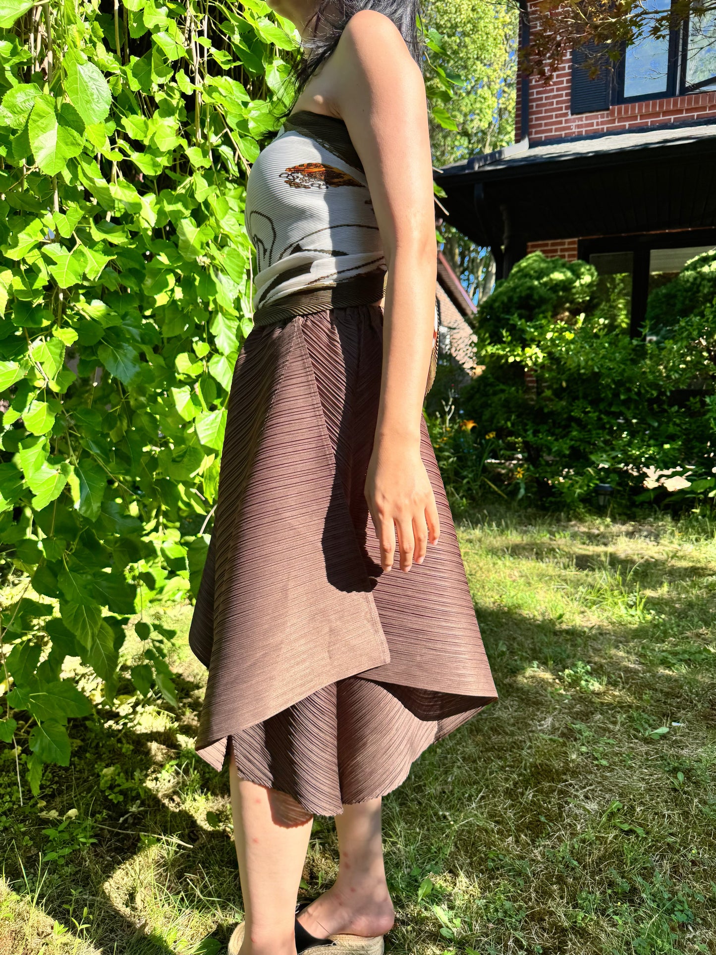 Pleated Draped Wide Pants( beige, brown)