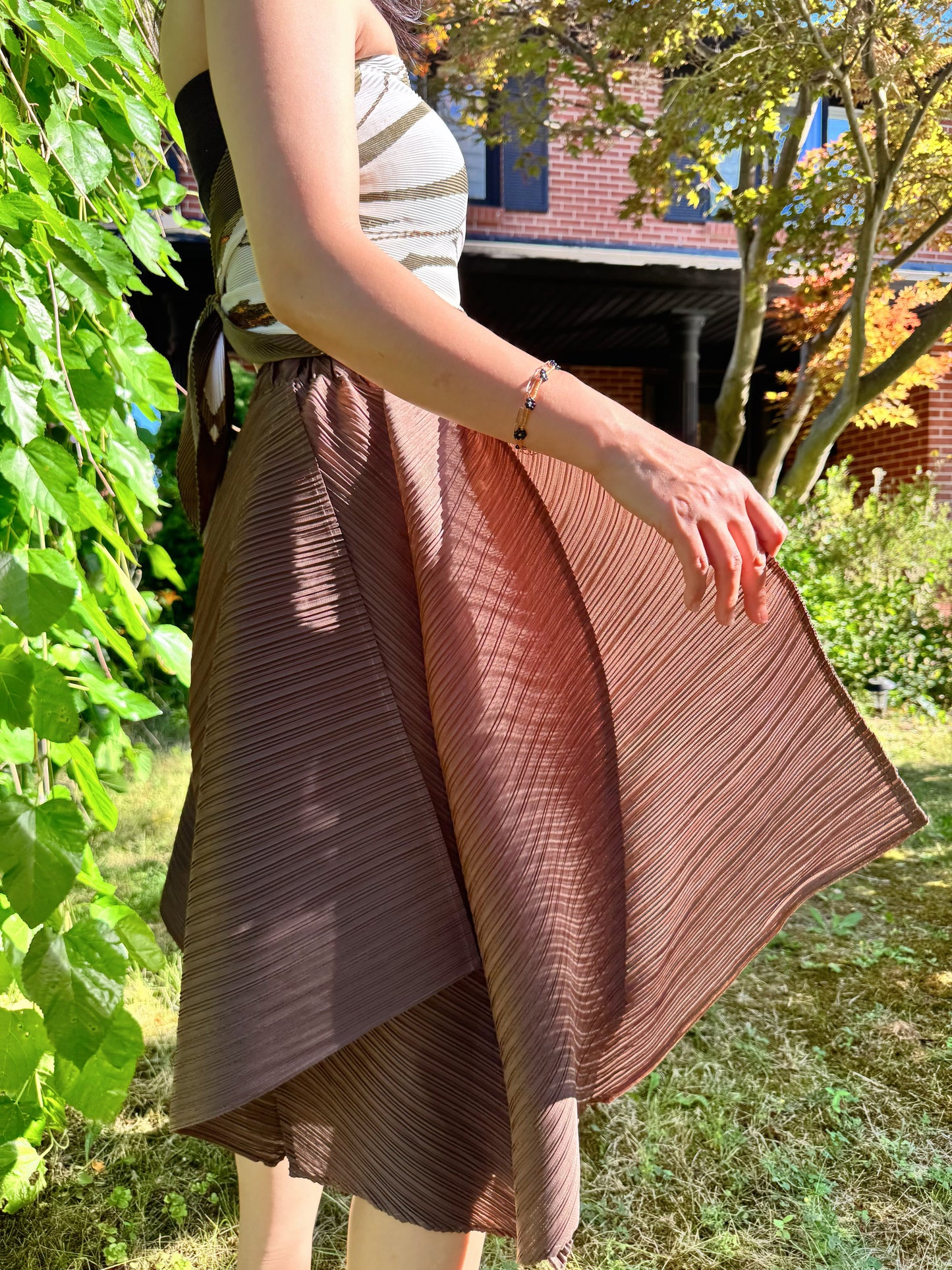 Pleated Draped Wide Pants( beige, brown)