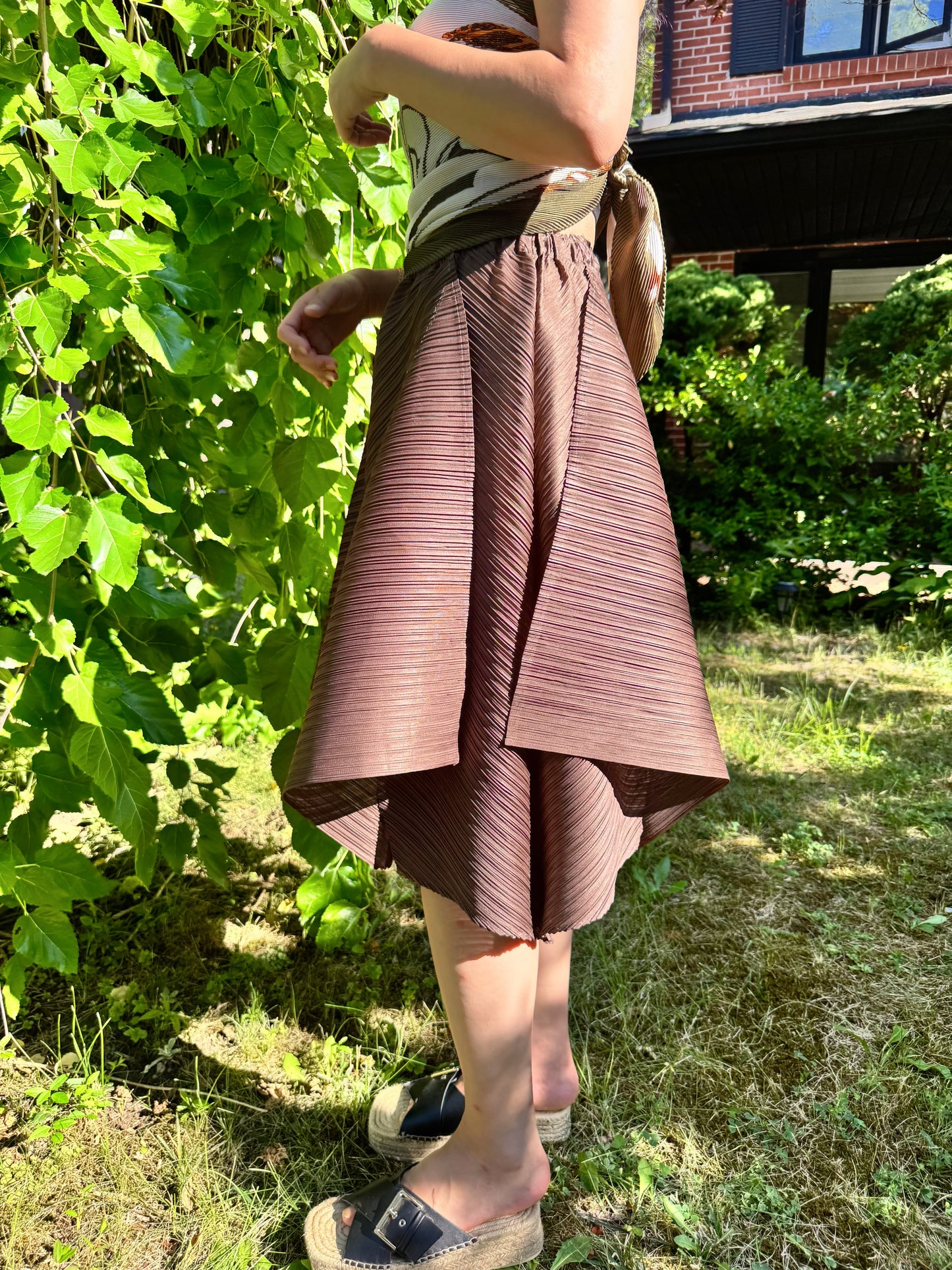 Pleated Draped Wide Pants( beige, brown)