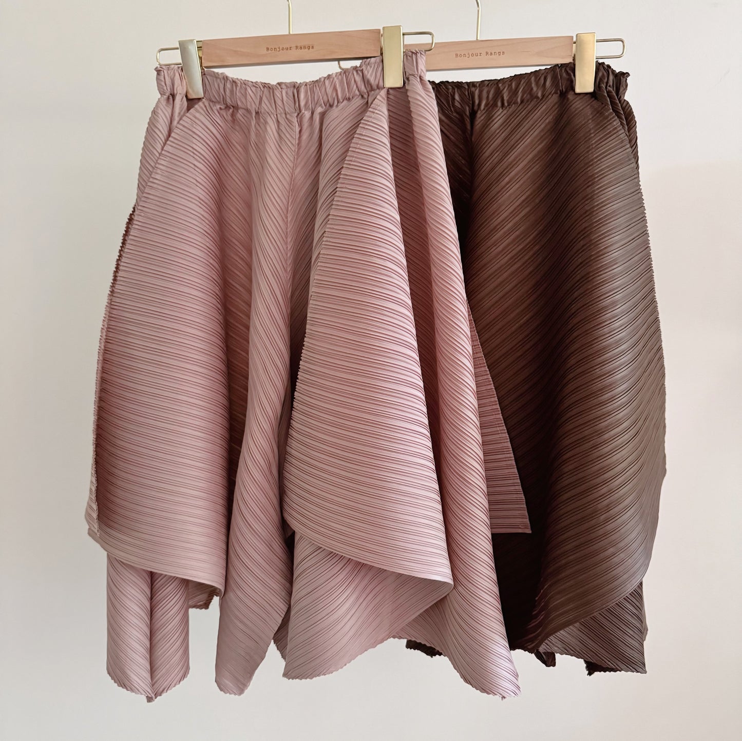 Pleated Draped Wide Pants( beige, brown)