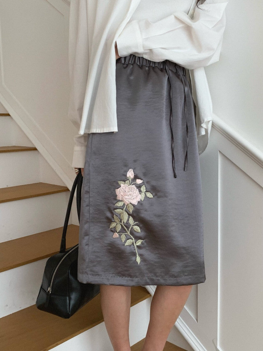 Embroidered Flower Skirt