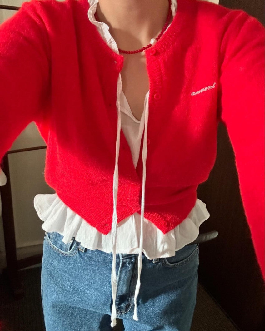 Spring Alpaca Cardigan (blue,lemon,red)