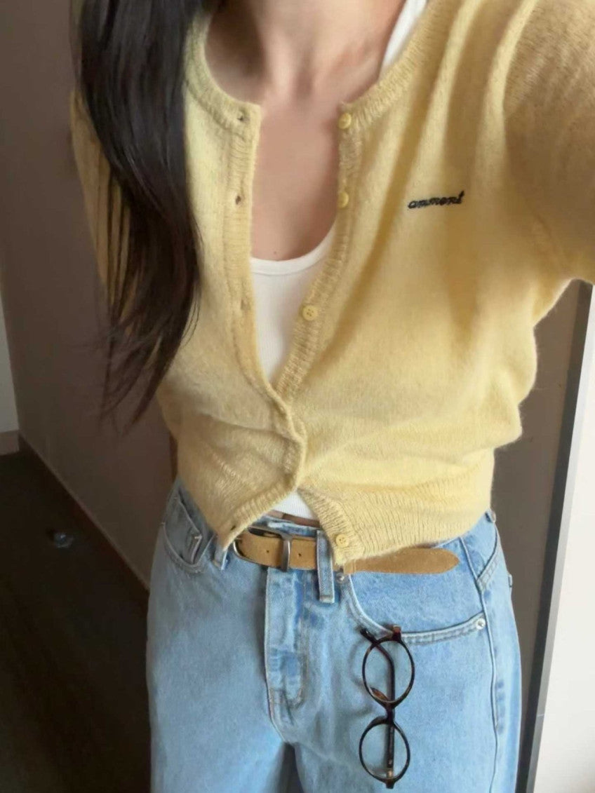 Spring Alpaca Cardigan (blue,lemon,red)