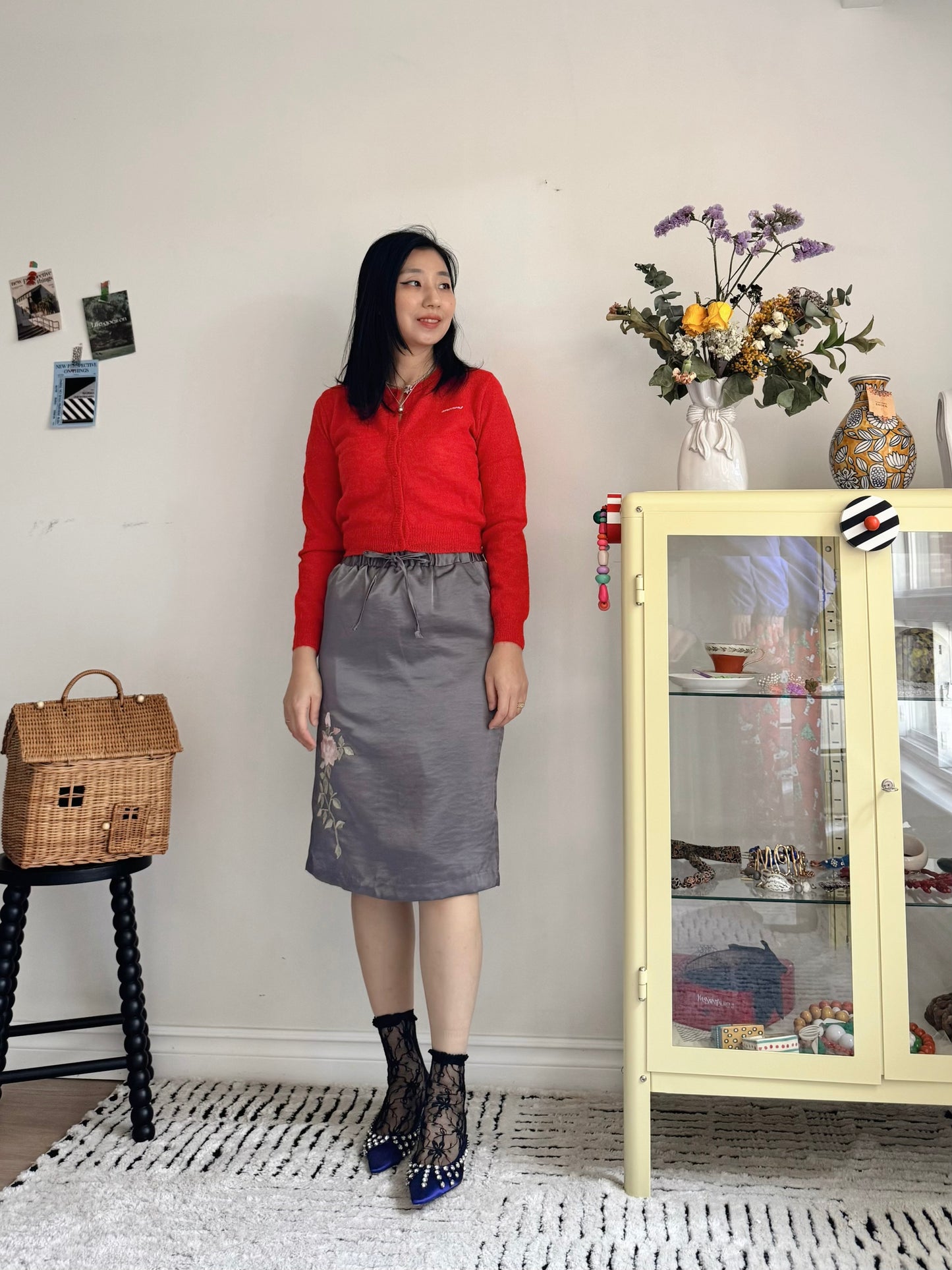 Spring Alpaca Cardigan (blue,lemon,red)