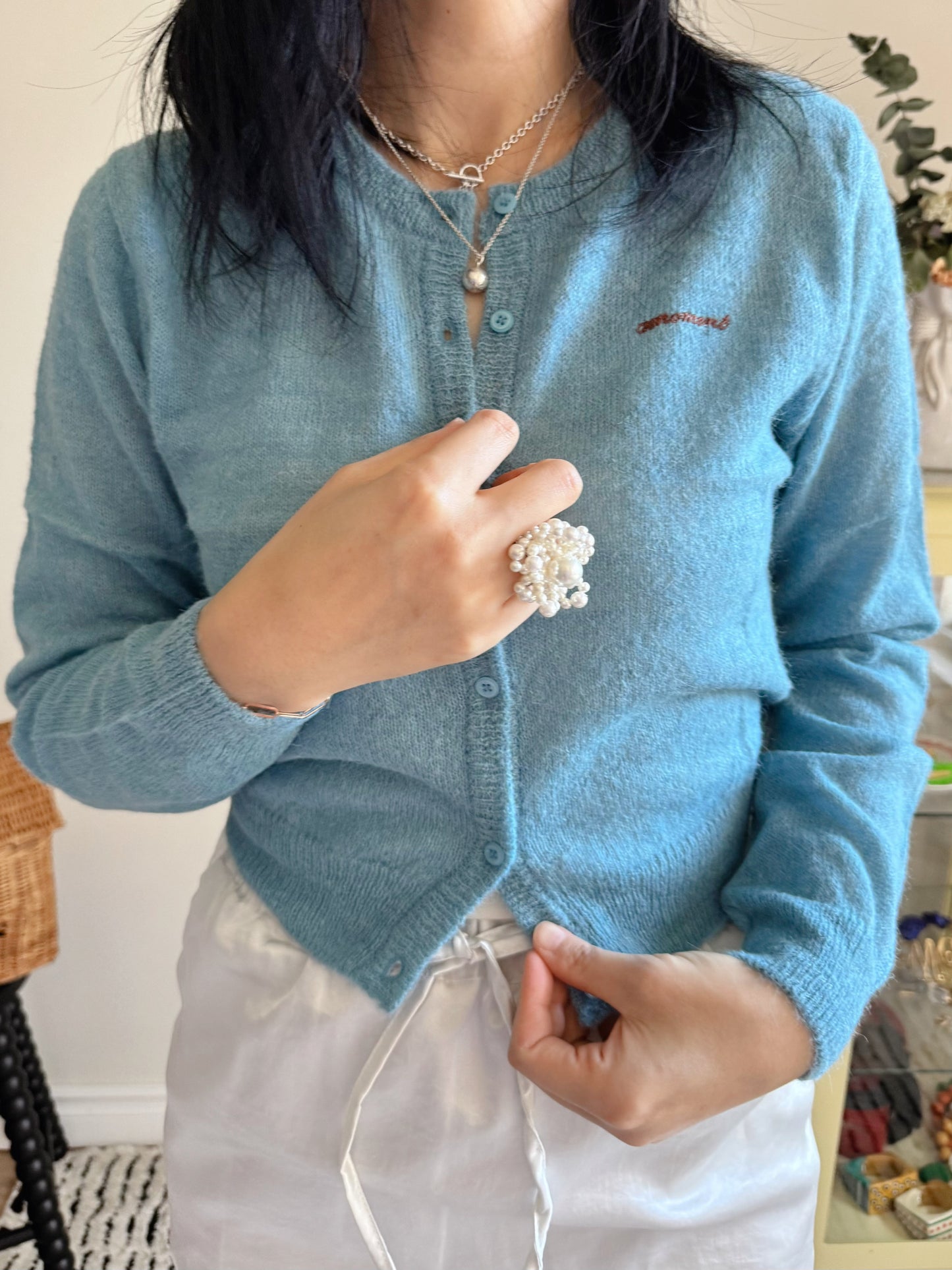 Spring Alpaca Cardigan (blue,lemon,red)