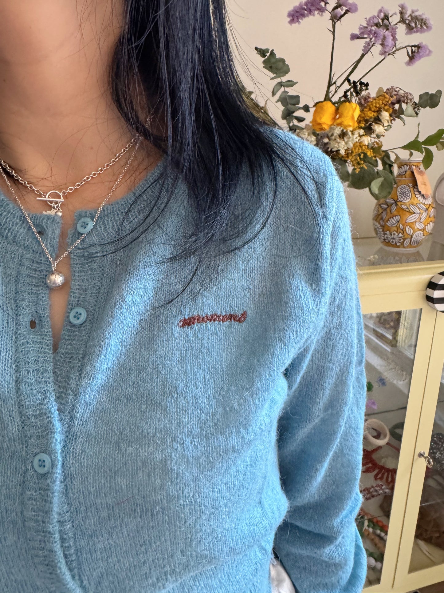 Spring Alpaca Cardigan (blue,lemon,red)