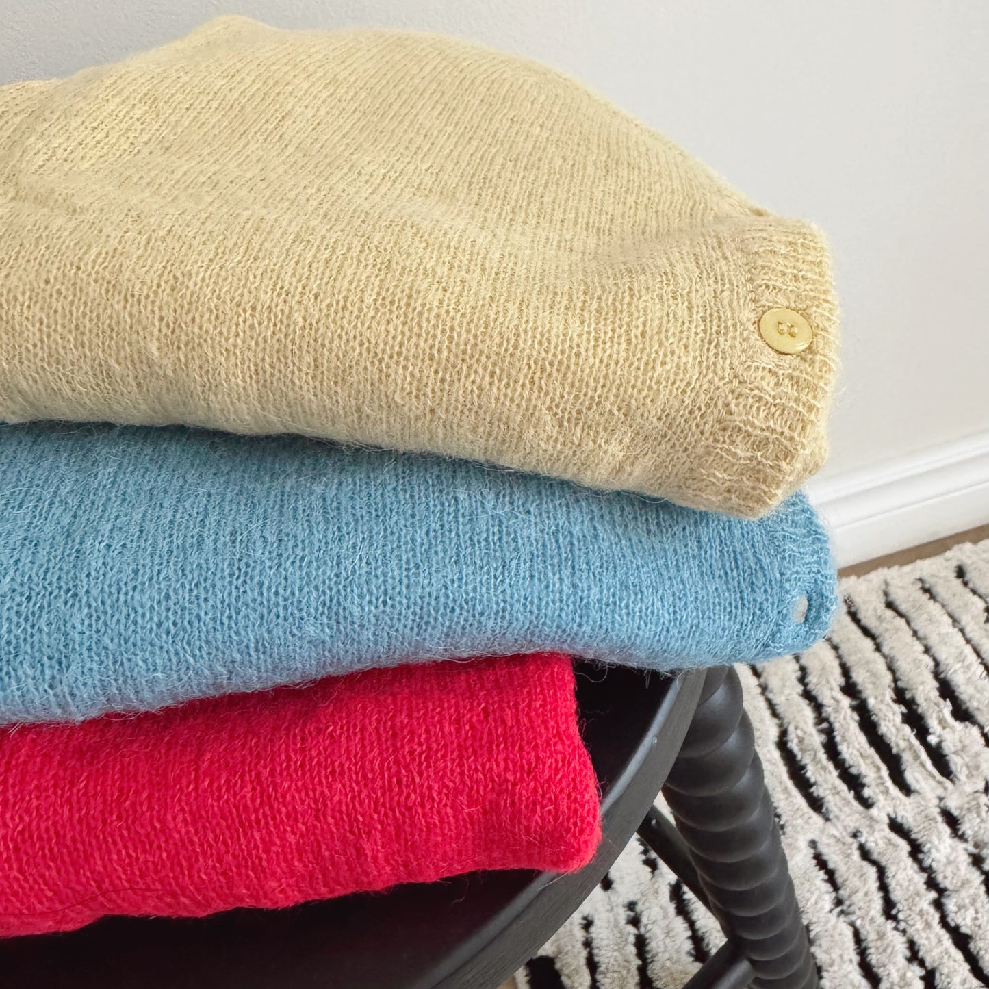 Spring Alpaca Cardigan (blue,lemon,red)