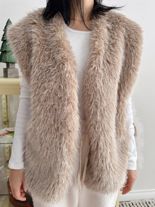 Moncher Fur Vest( ivory, beige)