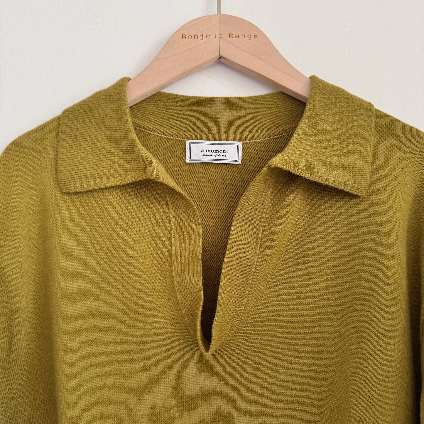 Olive Collar V-Slit Crop Knit