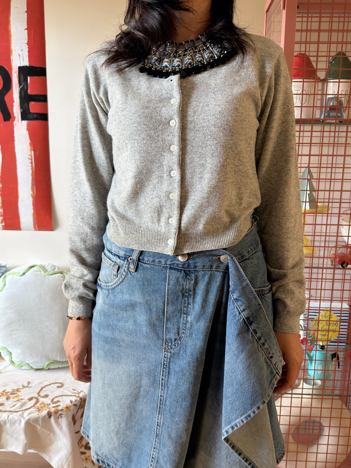 SOFT CASHMERE TOUCH CARDIGAN (Navy, Gray, Brown, Pink)