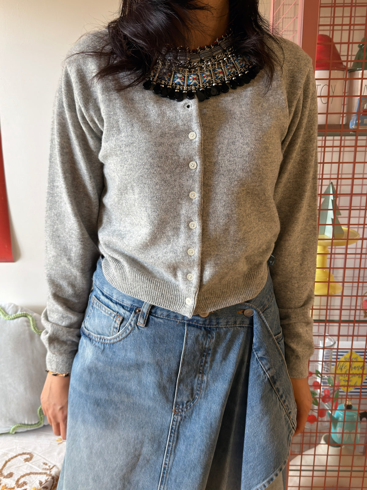 SOFT CASHMERE TOUCH CARDIGAN (Navy, Gray, Brown, Pink)