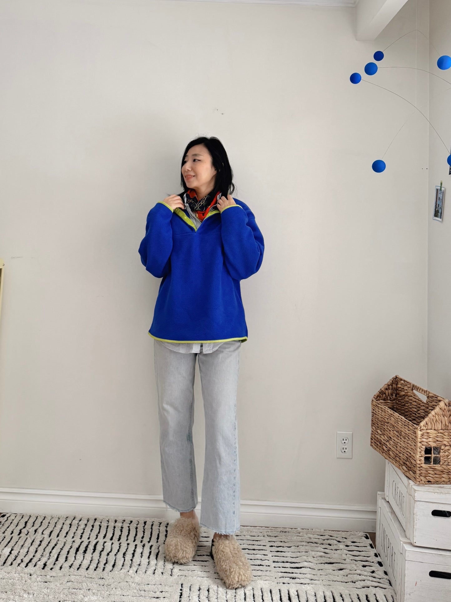 Snap Fleece Pullover (green, blue)