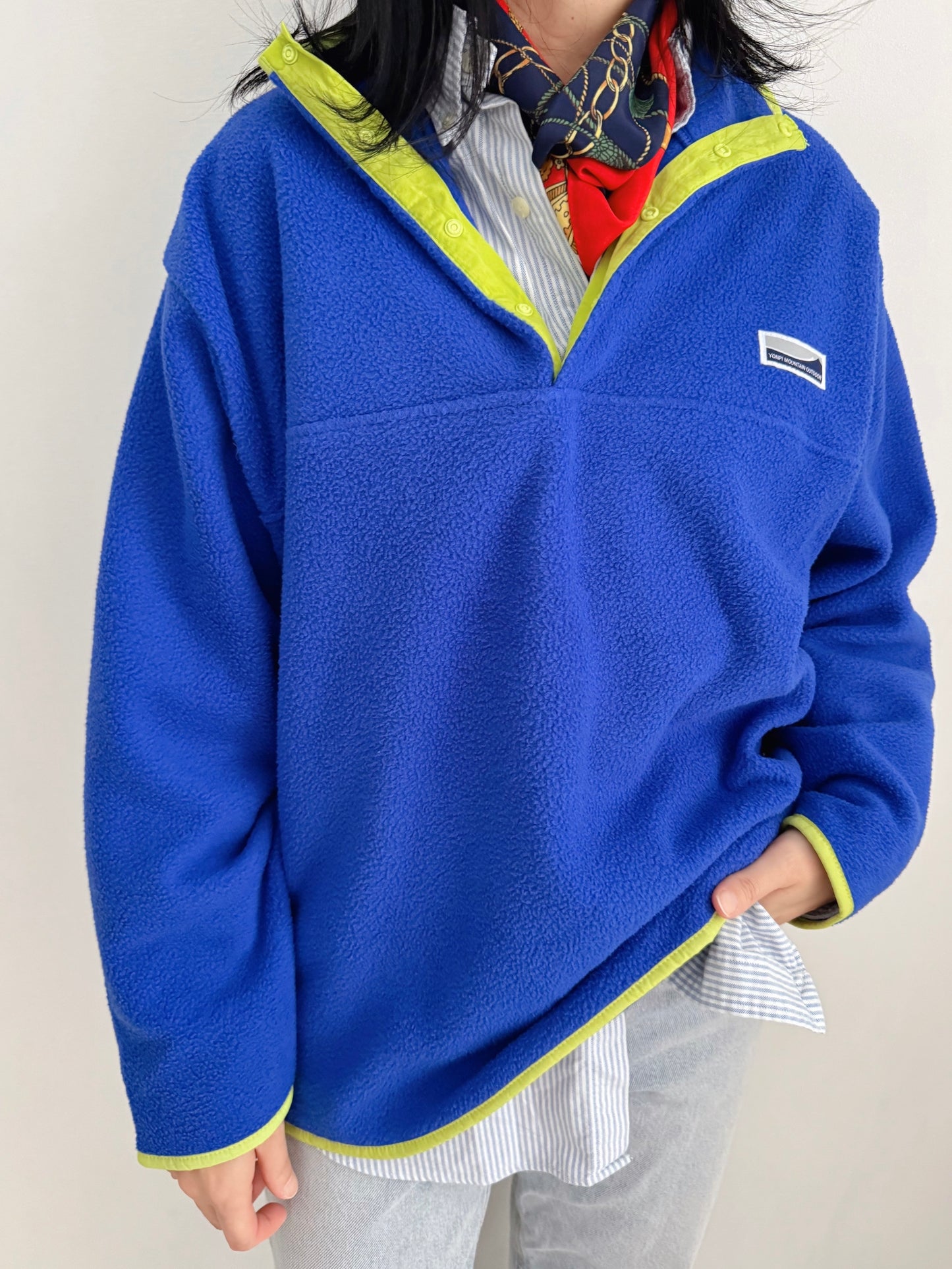 Snap Fleece Pullover (green, blue)