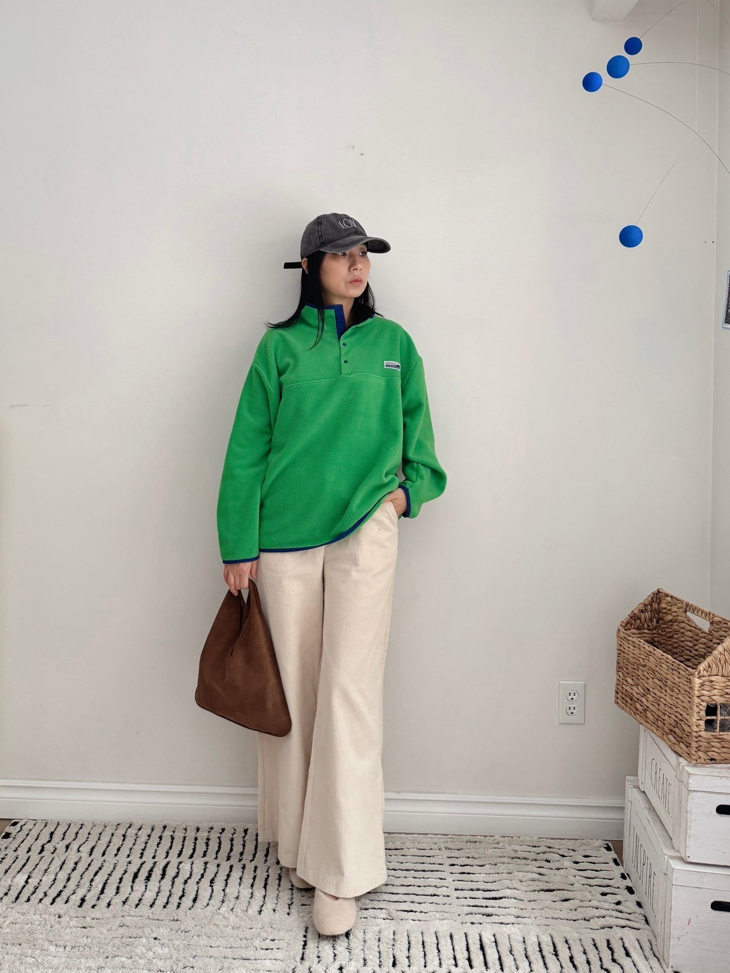 Snap Fleece Pullover (green, blue)