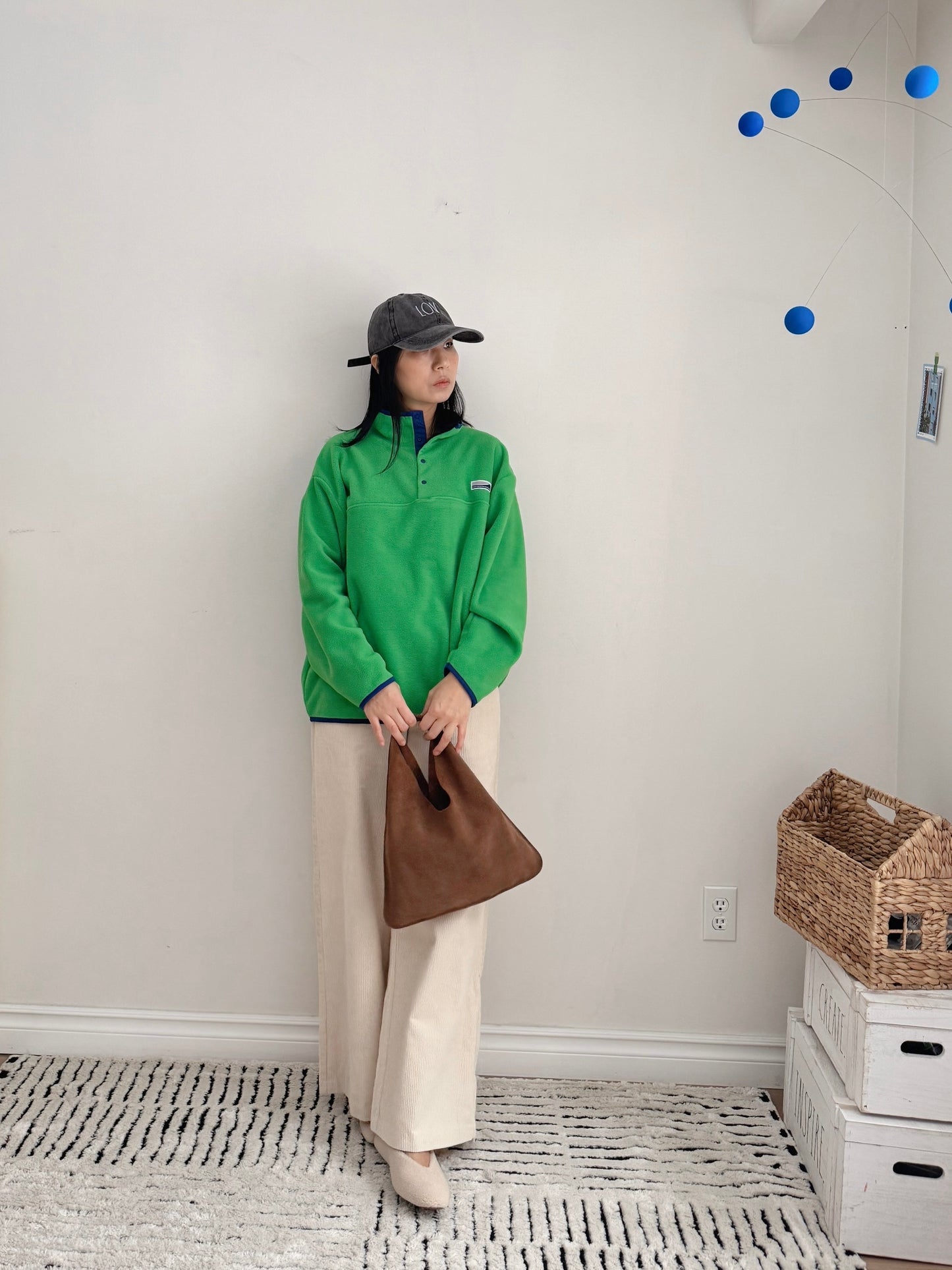 Snap Fleece Pullover (green, blue)