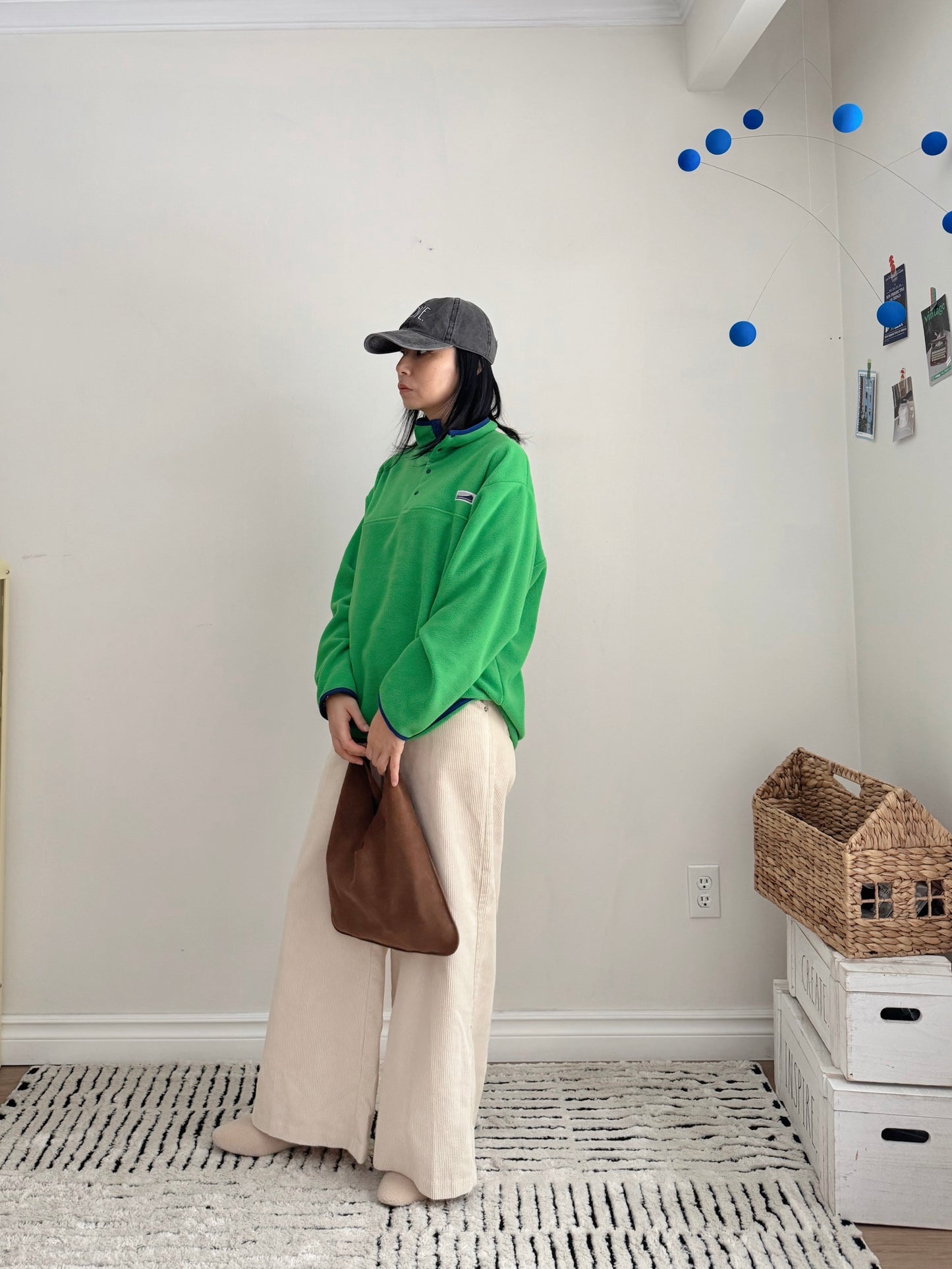 Snap Fleece Pullover (green, blue)