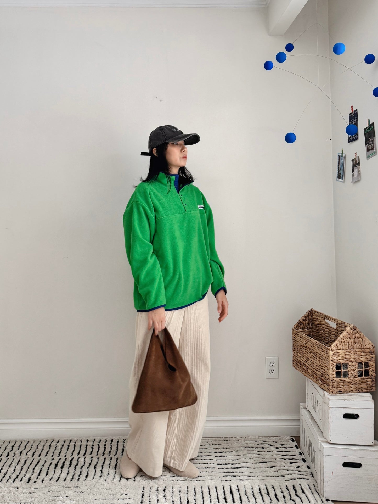 Snap Fleece Pullover (green, blue)