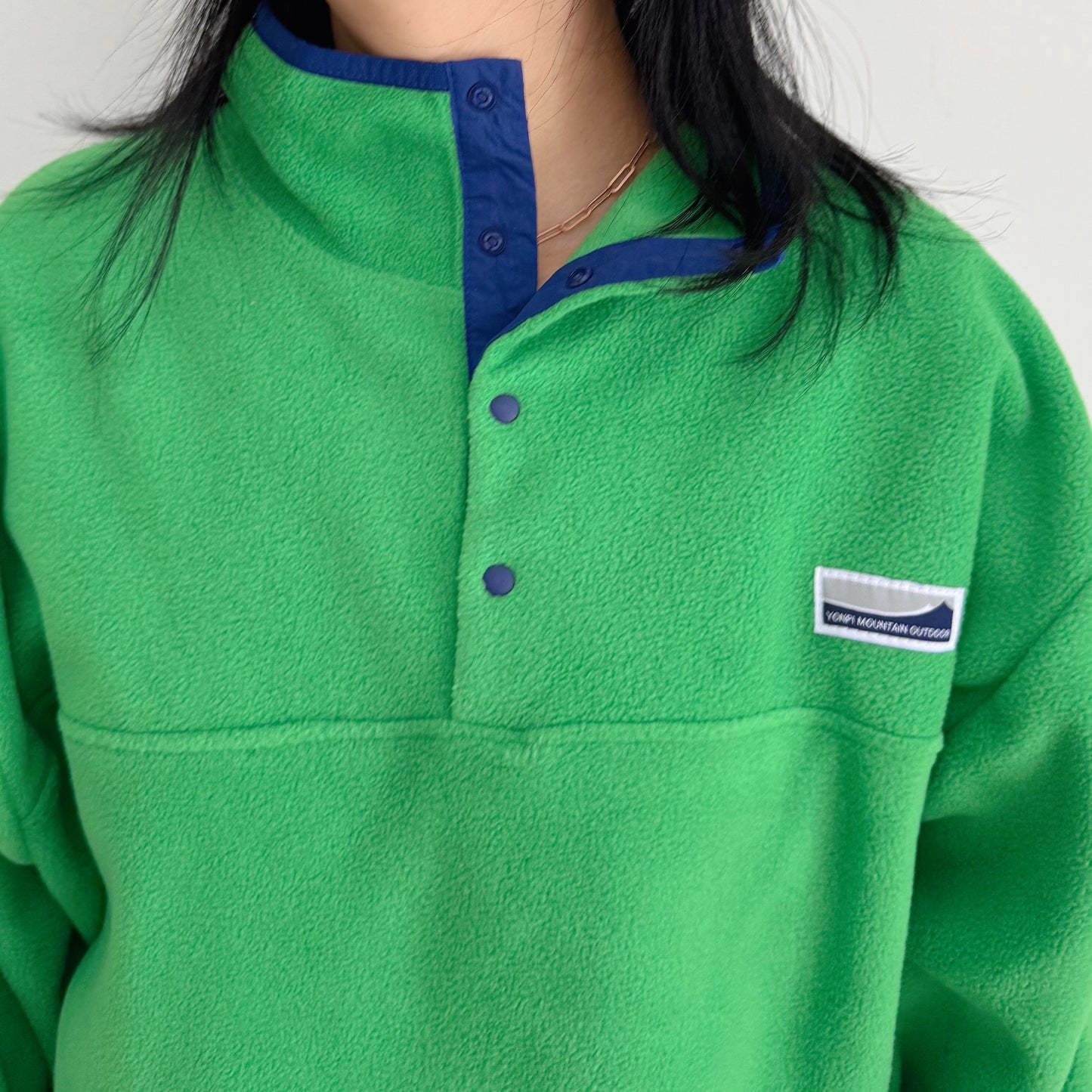 Snap Fleece Pullover (green, blue)