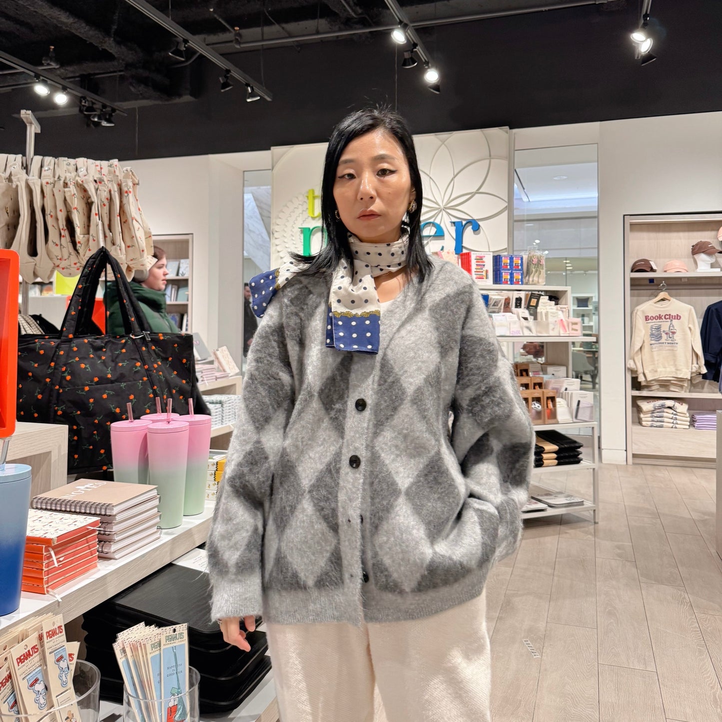 Argyle Cardigan (gray, charcoal)