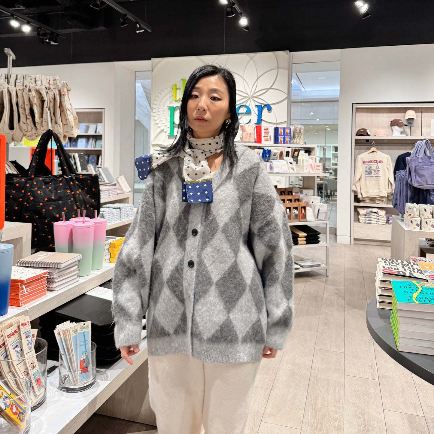 Argyle Cardigan (gray, charcoal)