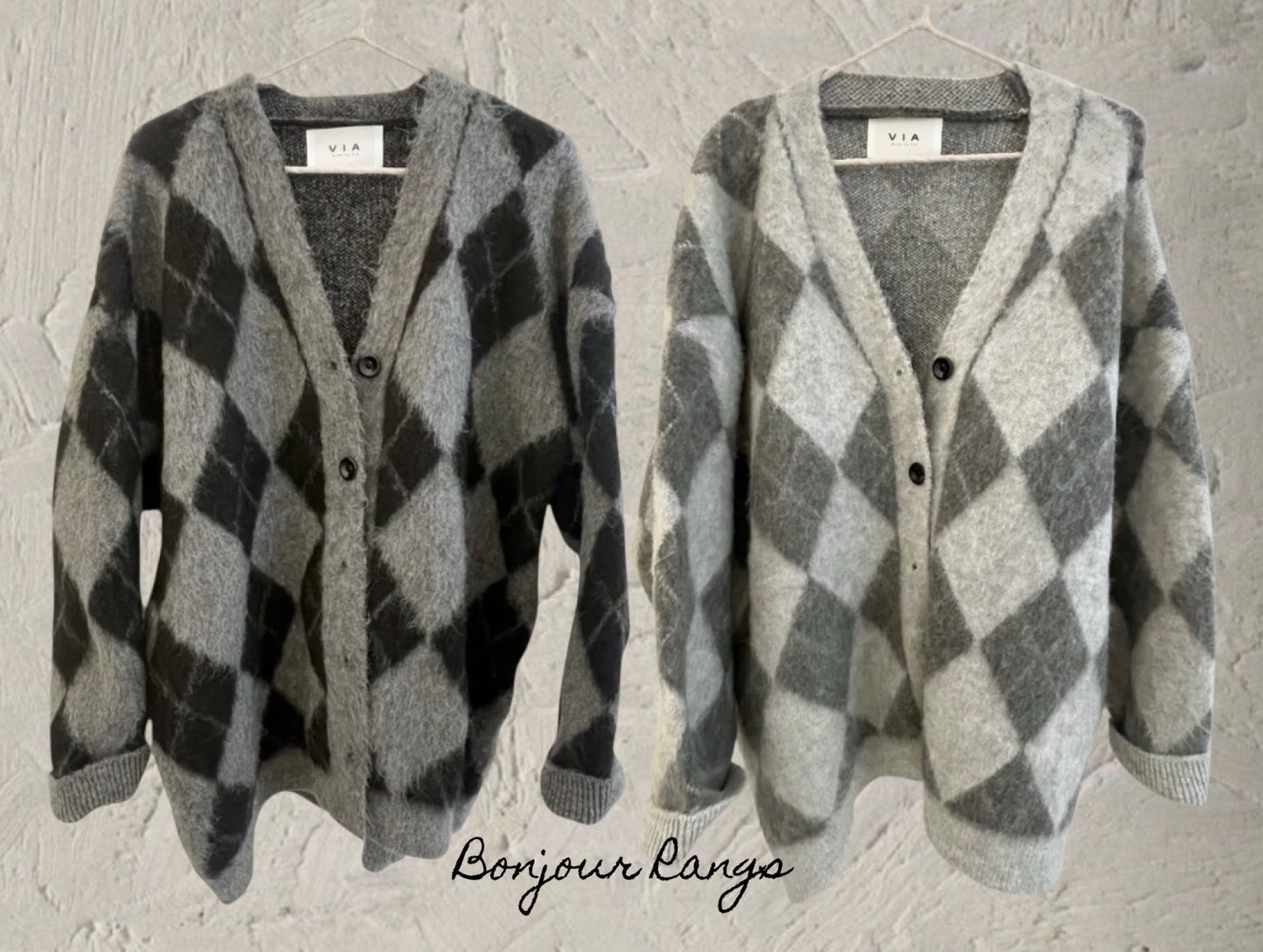 Argyle Cardigan (gray, charcoal)