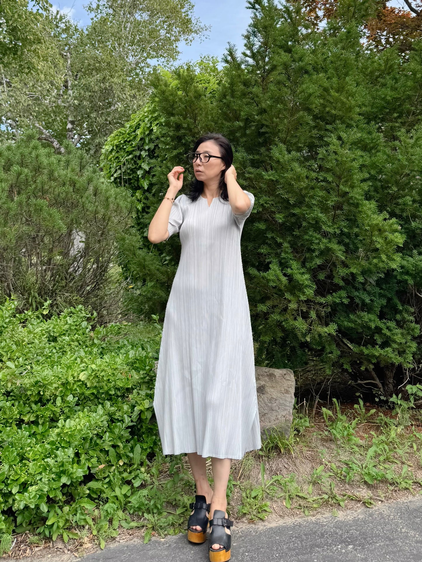 Pleats Flow Long Dress
