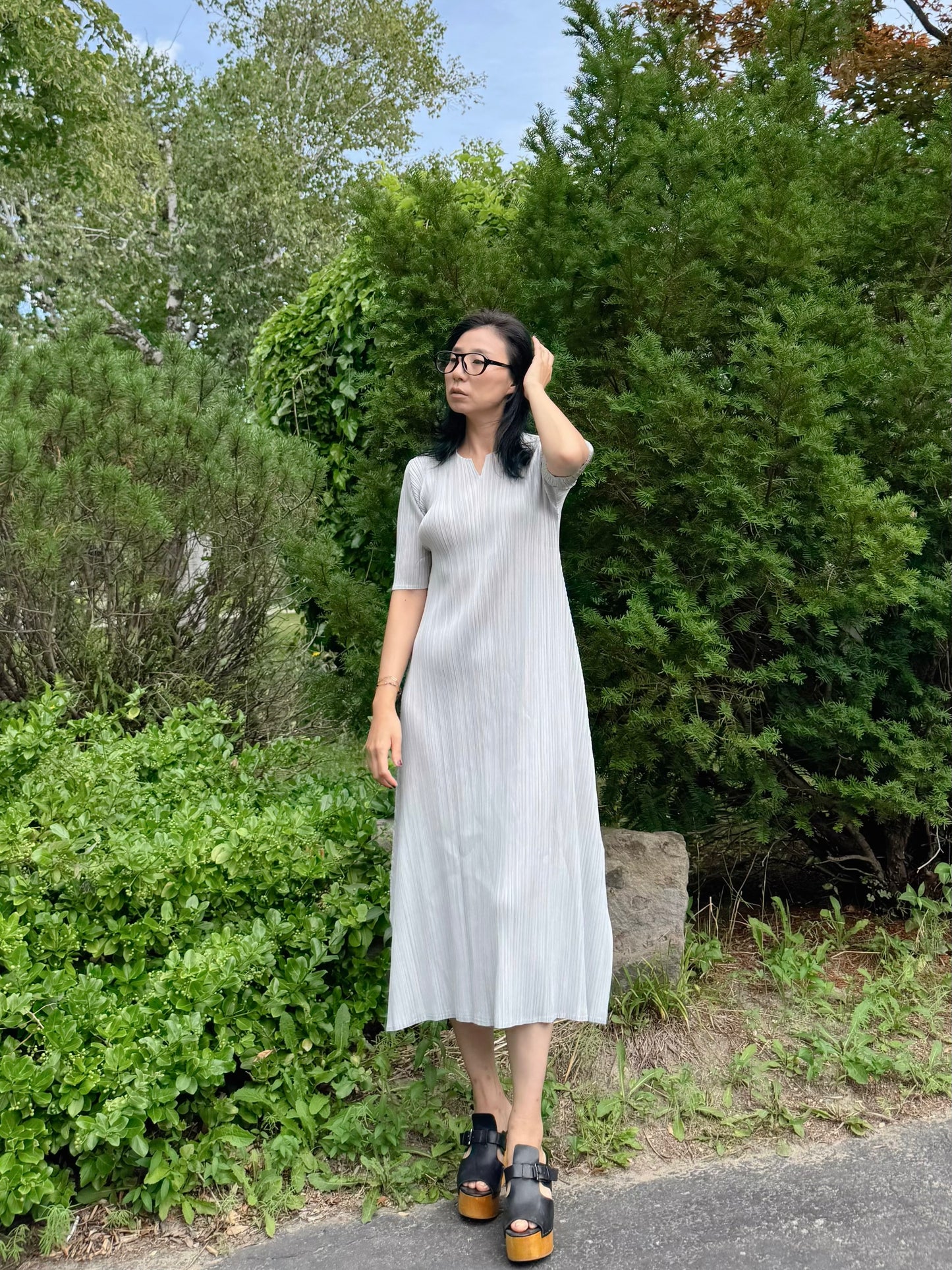 Pleats Flow Long Dress