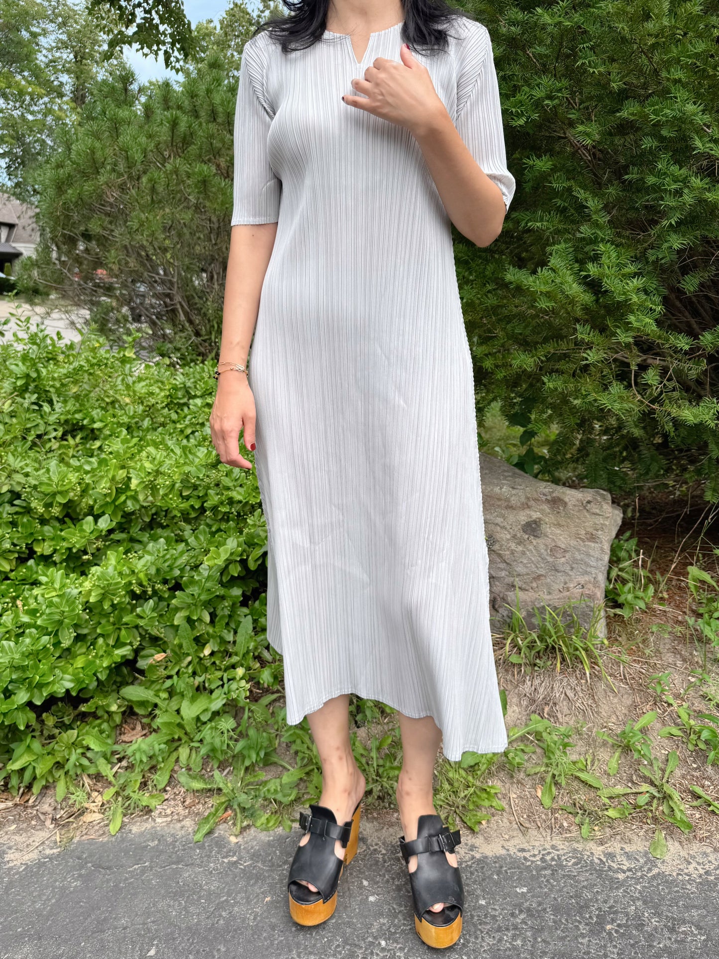 Pleats Flow Long Dress