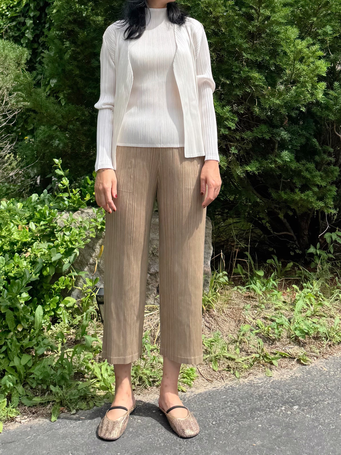 Pleated Glow Straight Pants