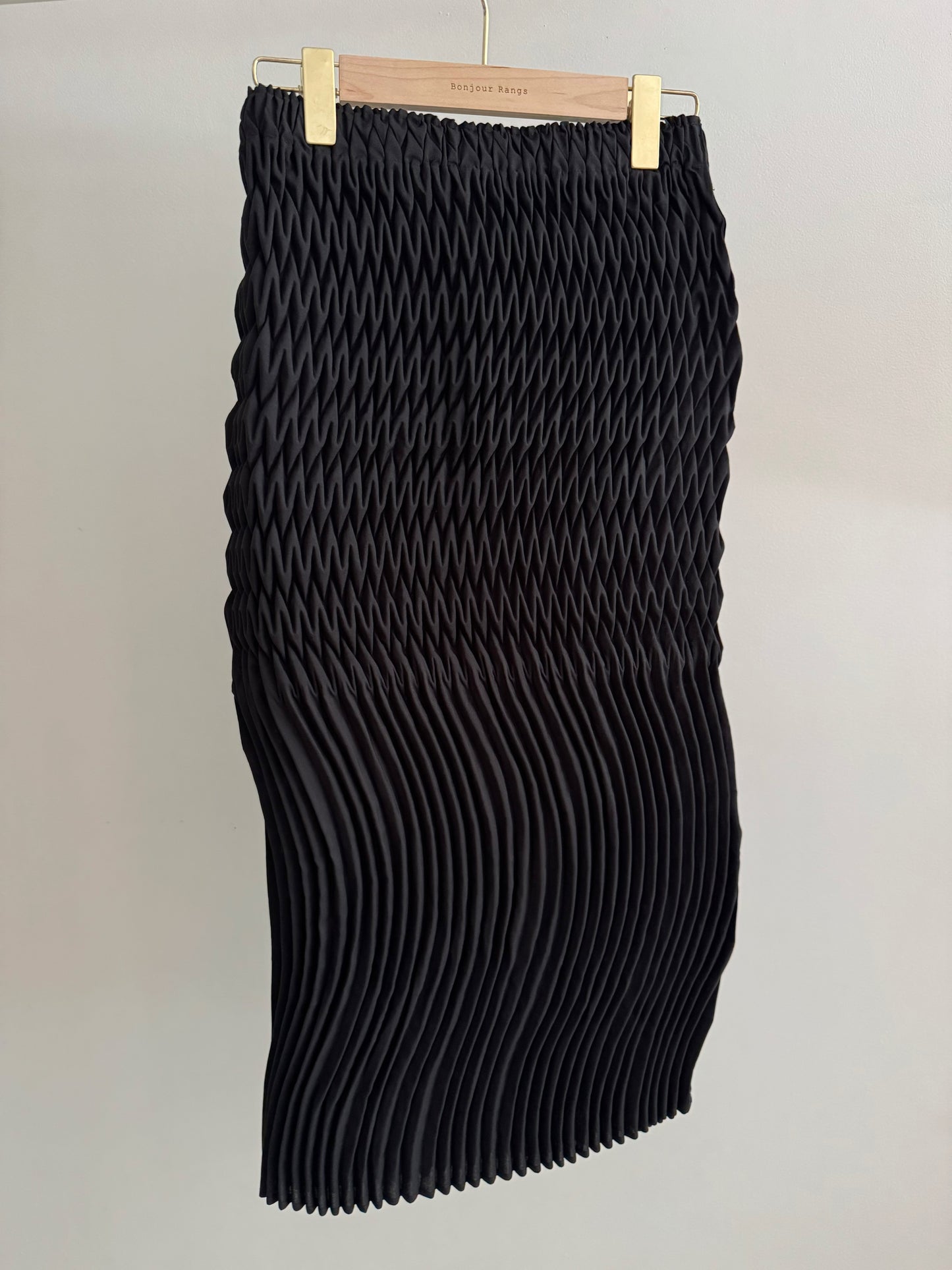 Pleated Texture Two-Piece Set(black,ivory)