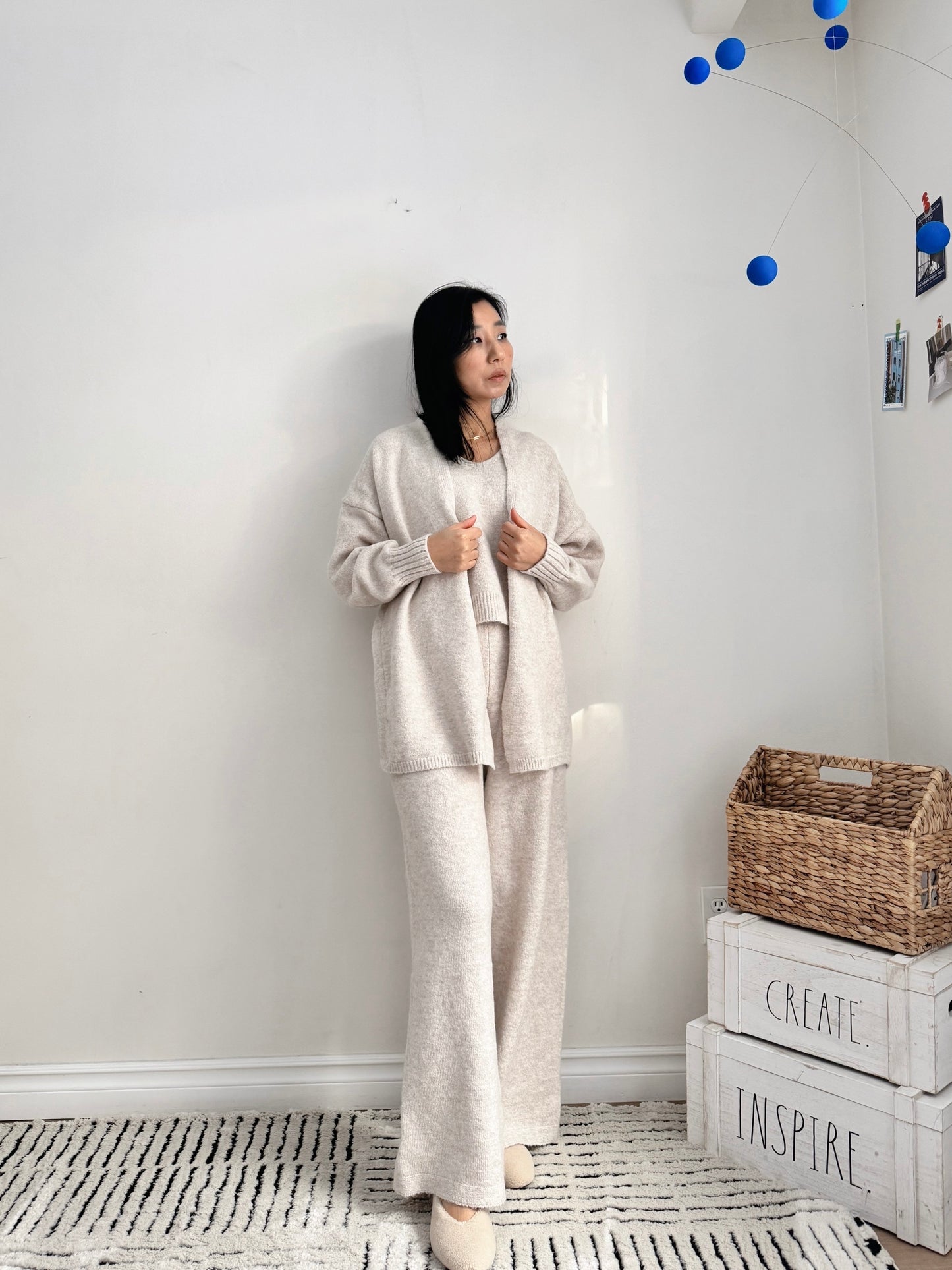 3 pieces Knit set ( beige, gray)