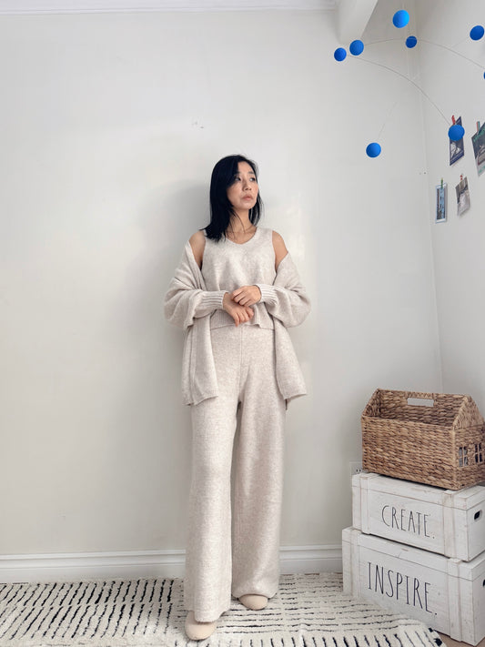 3 pieces Knit set ( beige, gray)