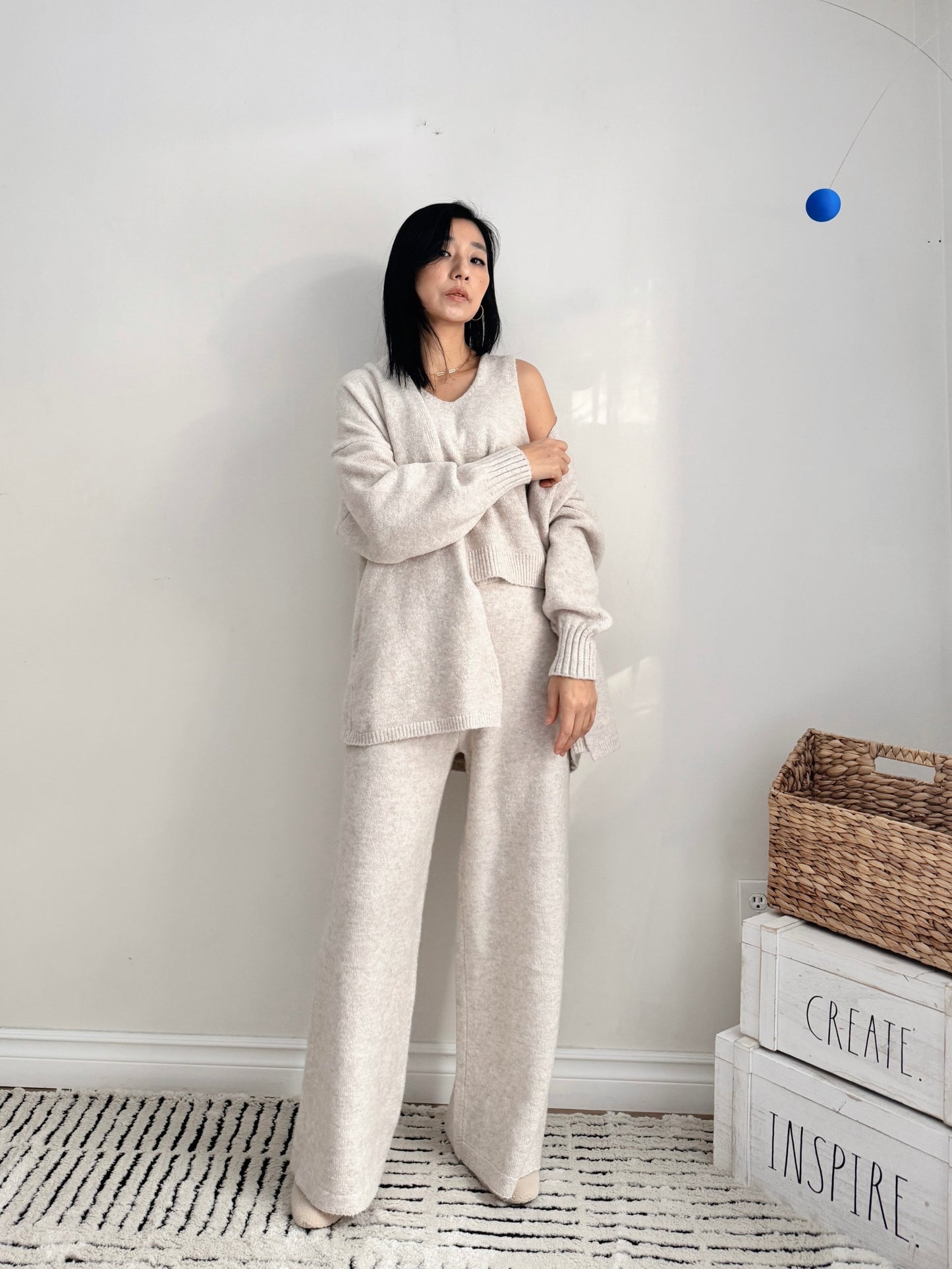 3 pieces Knit set ( beige, gray)