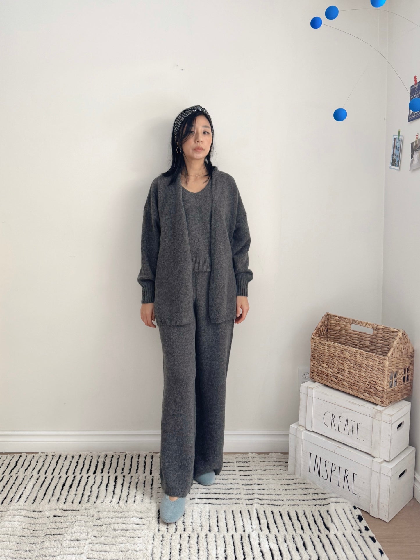 3 pieces Knit set ( beige, gray)