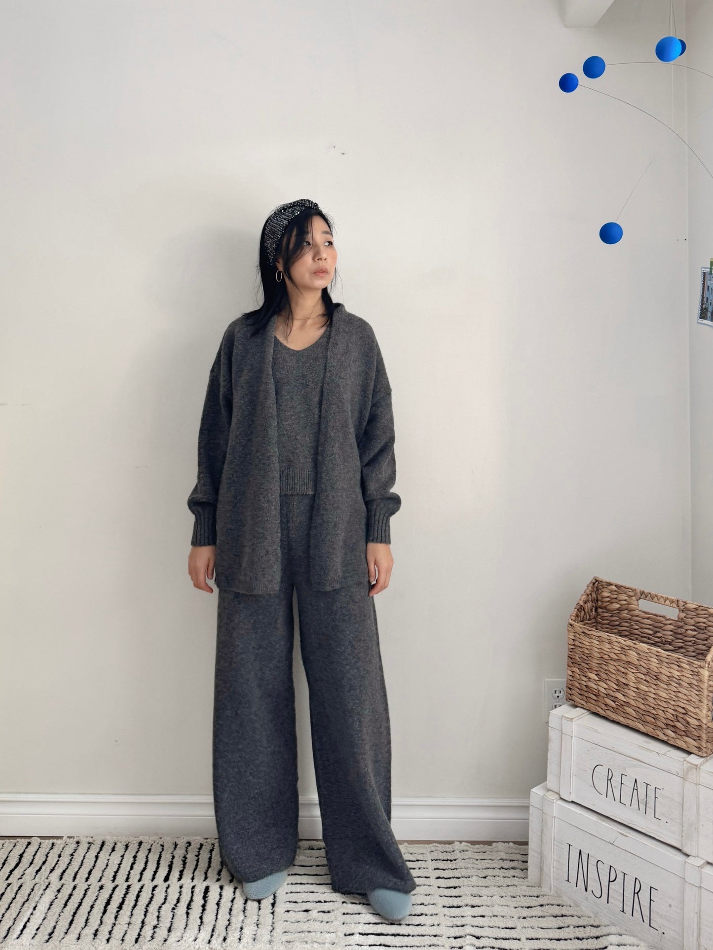 3 pieces Knit set ( beige, gray)