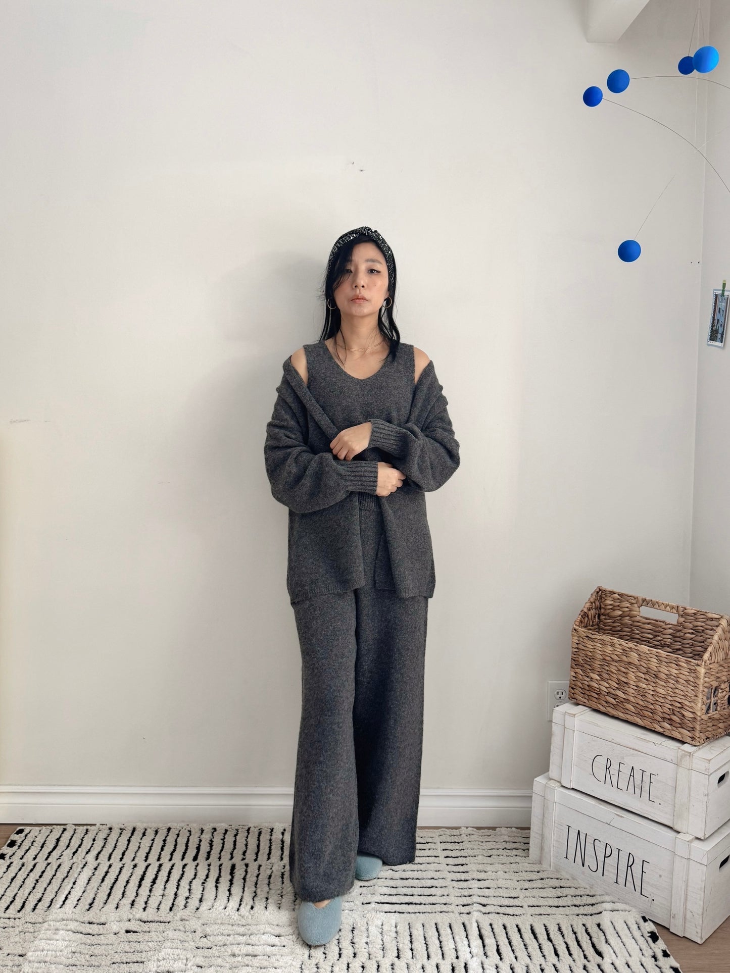 3 pieces Knit set ( beige, gray)