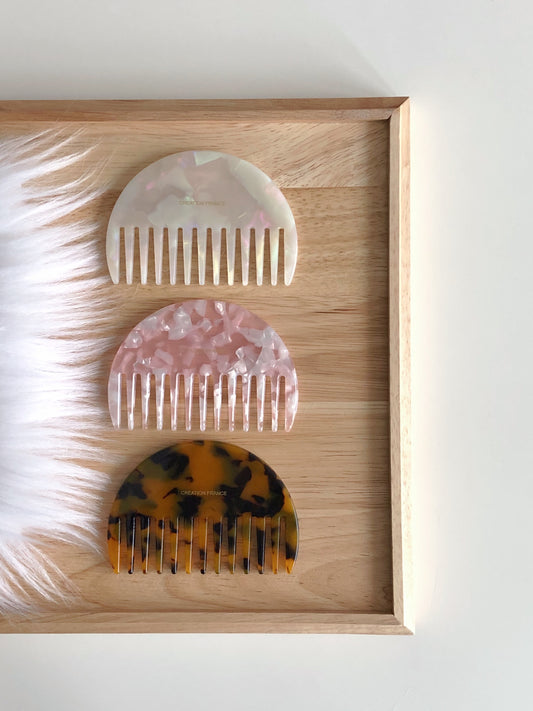 French Acetate Wide Comb (Ivory, Pink, Brown)